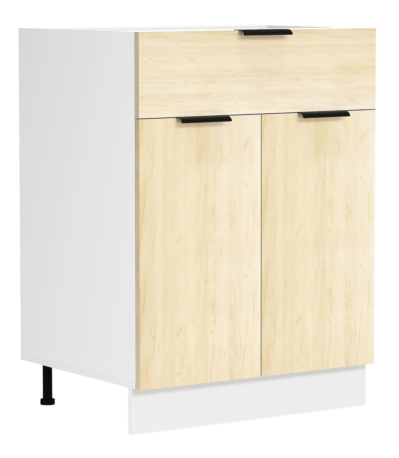 Unterschrank FASOLA - weiß - Honig Eiche - mit Schubkasten - 60 cm