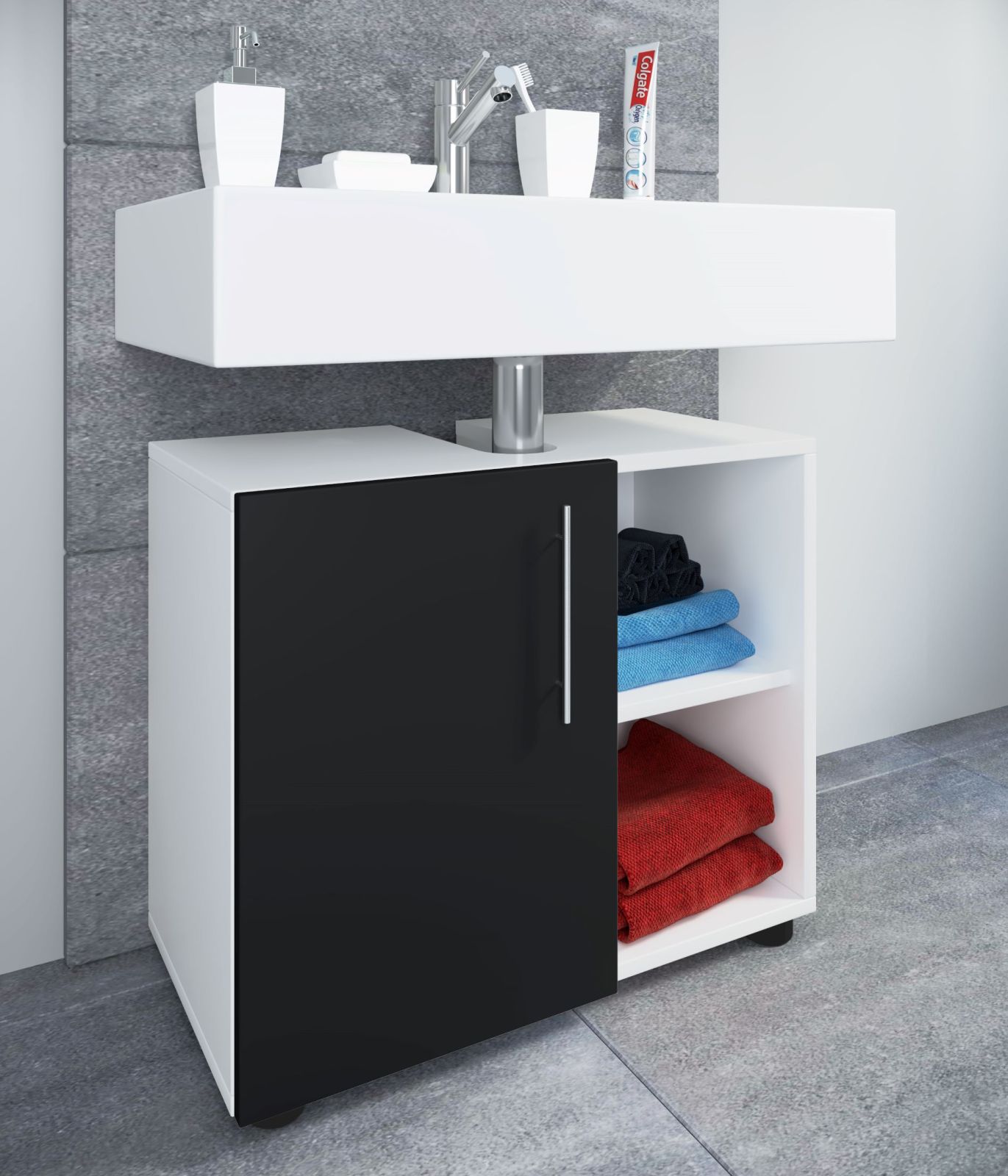 Unterschrank FLANDU II - schwarz-weiß - 60 cm