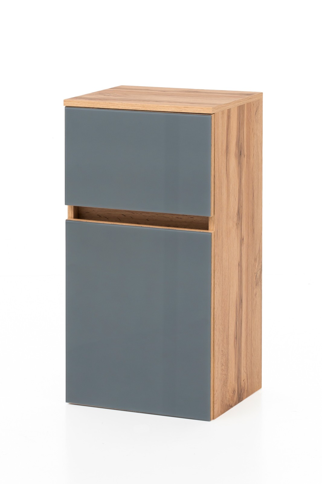 Unterschrank HELSINKI - grau - Wotaneiche - Glasfront - 40 cm