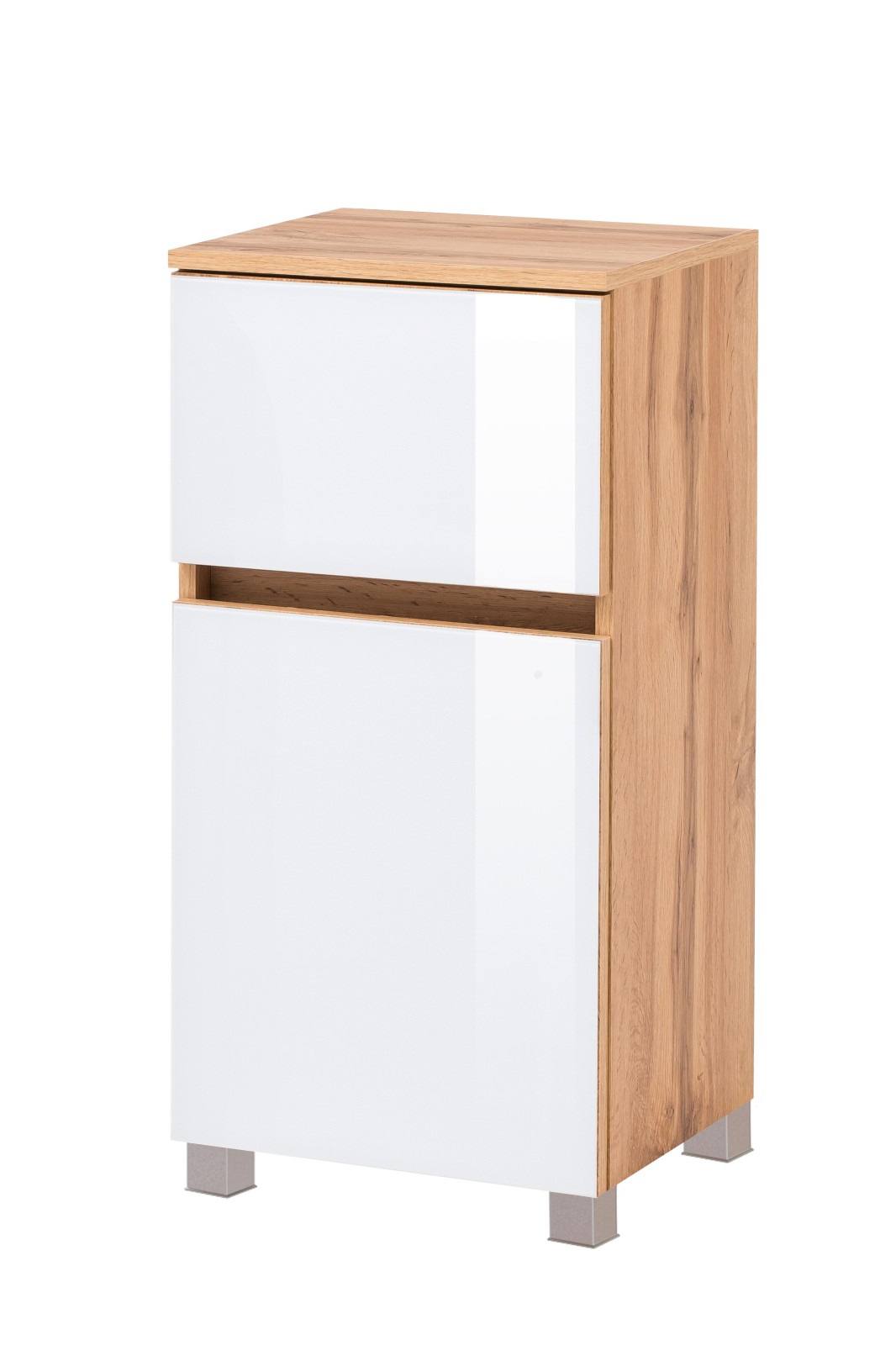 Unterschrank HELSINKI - weiß - Wotaneiche - Glasfront - 40 cm