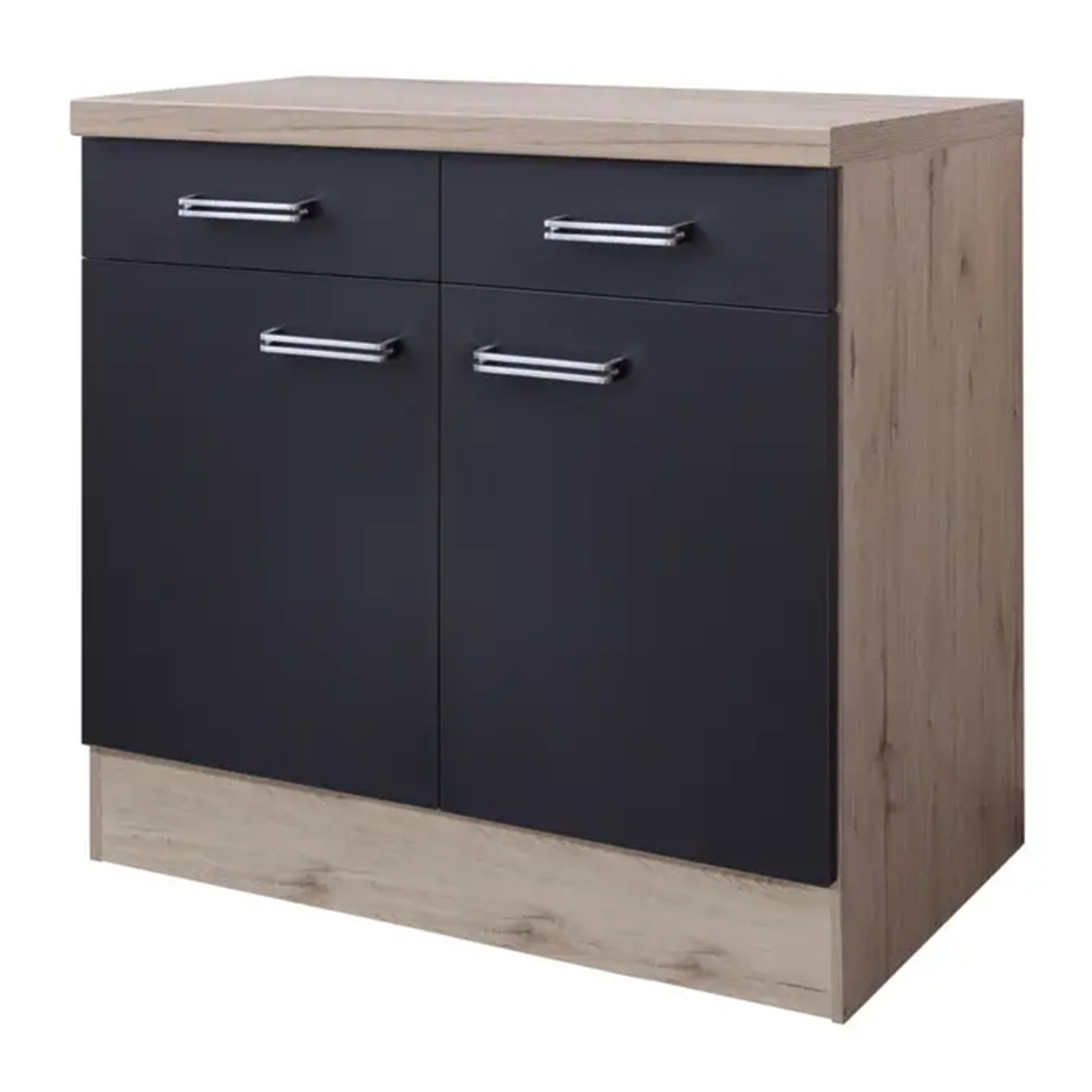 Unterschrank RISENTO - anthrazit - San Remo Eiche - 80 cm