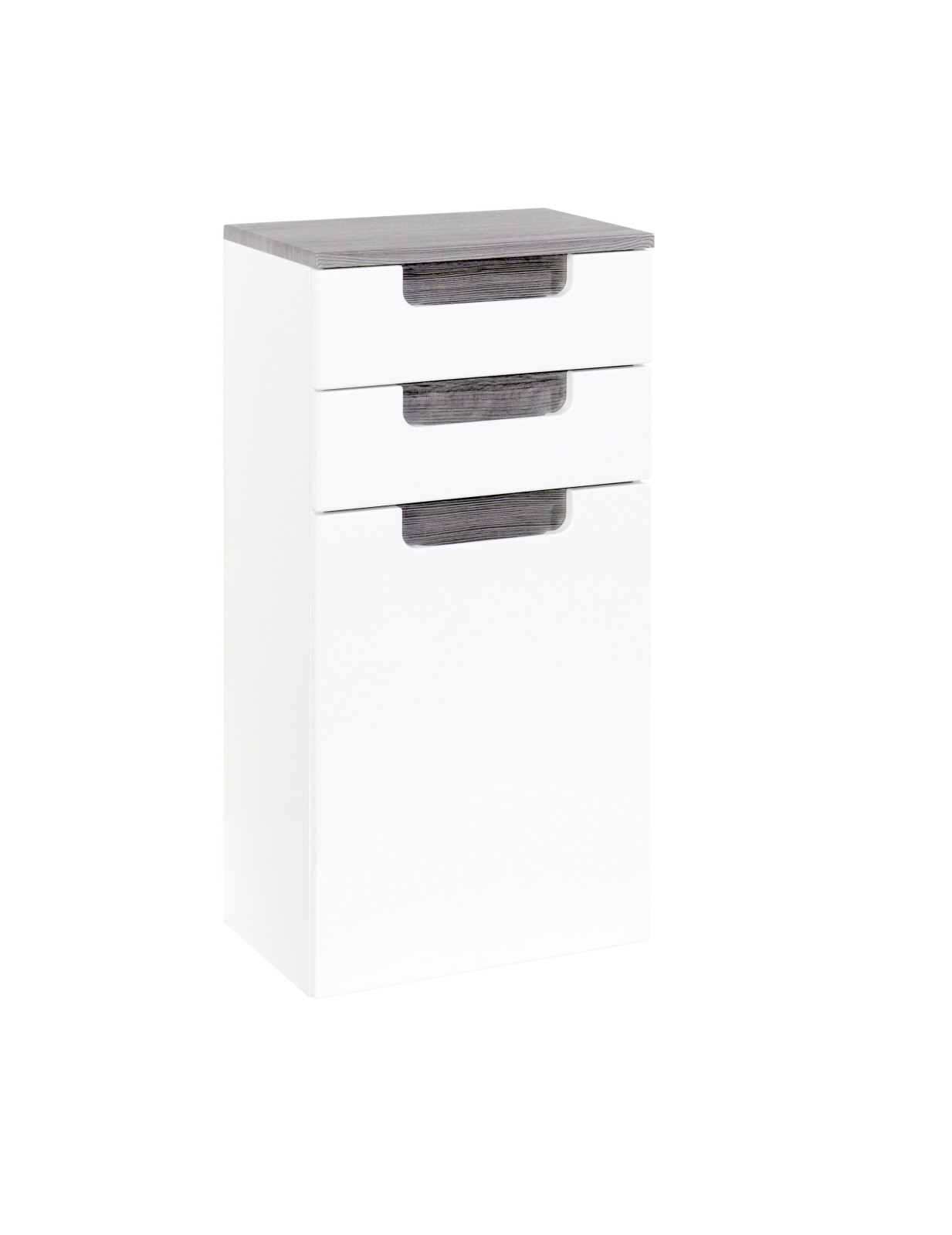 Unterschrank SIENA - weiß Hochglanz - Eiche Rauchsilber - 40 cm