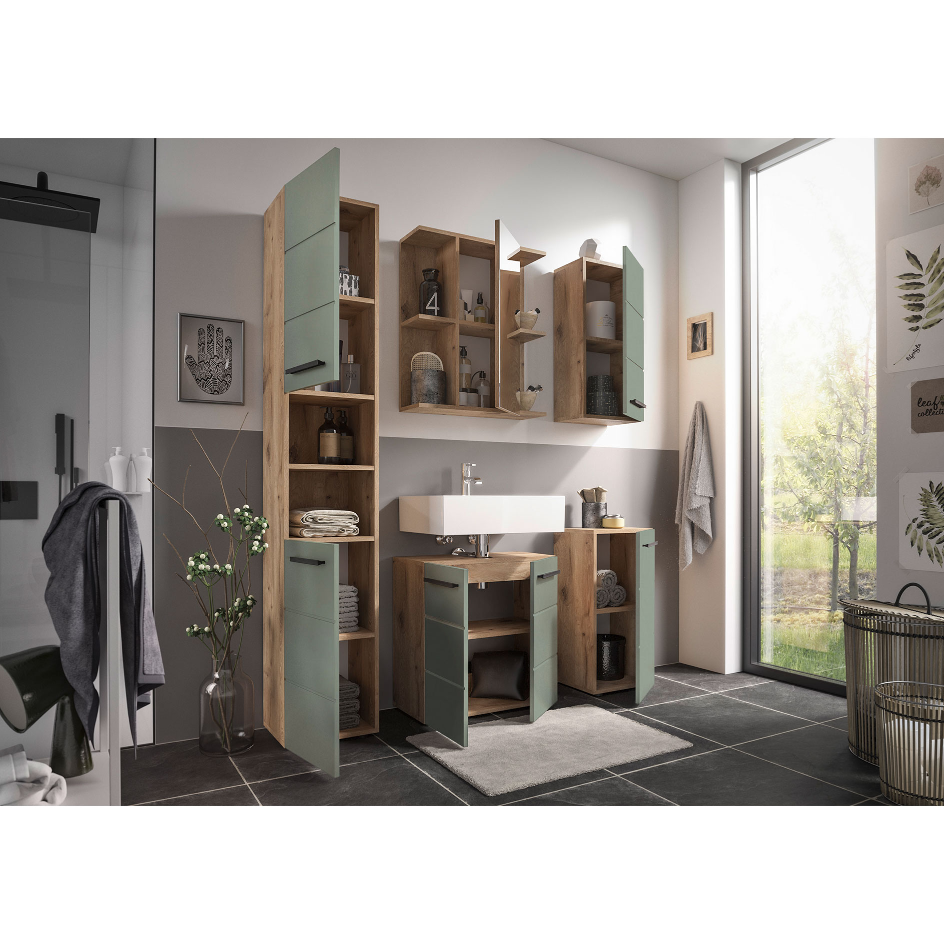 Unterschrank - Viking Oak - grün - 104 cm hoch
