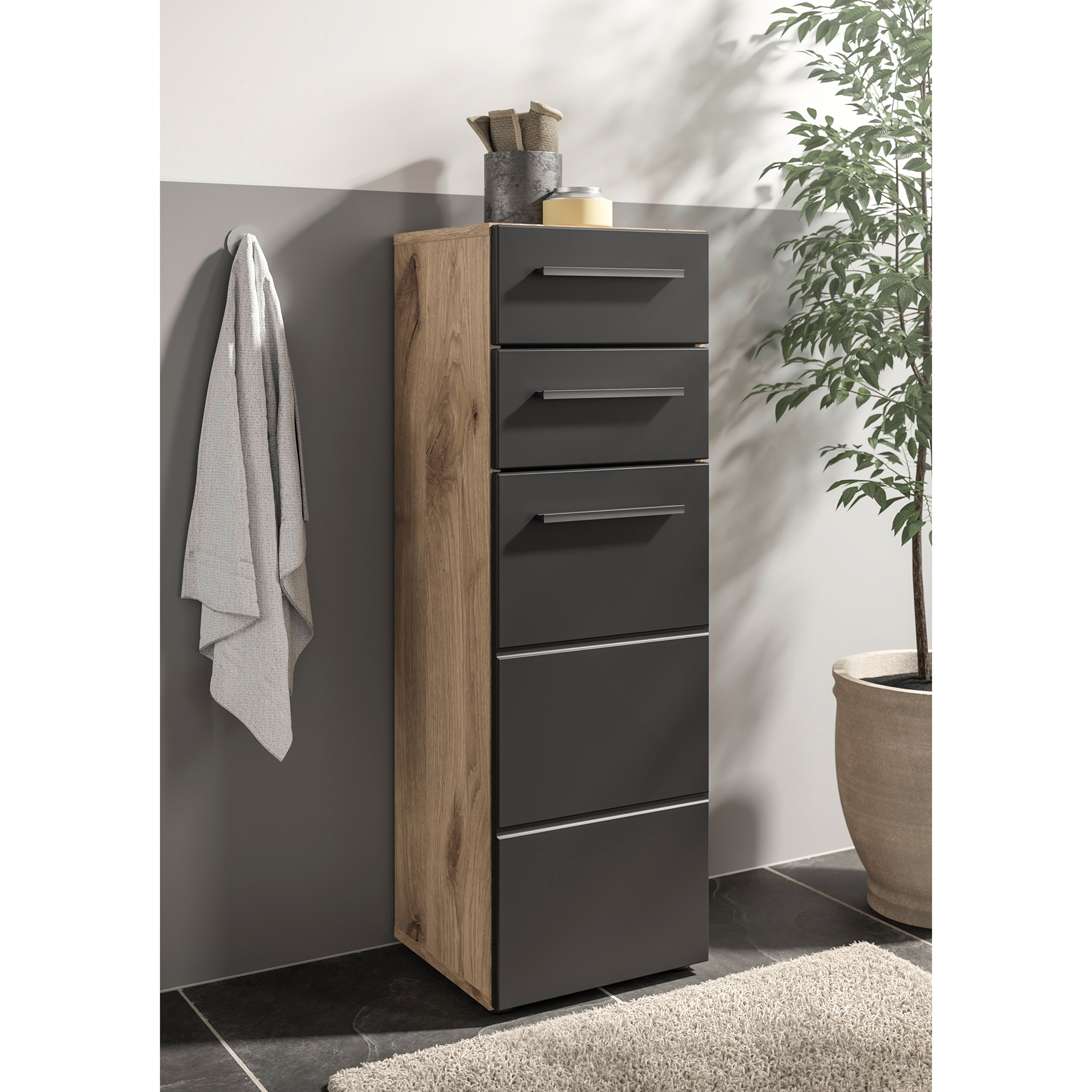Unterschrank - Viking Oak - schwarz - 104 cm hoch
