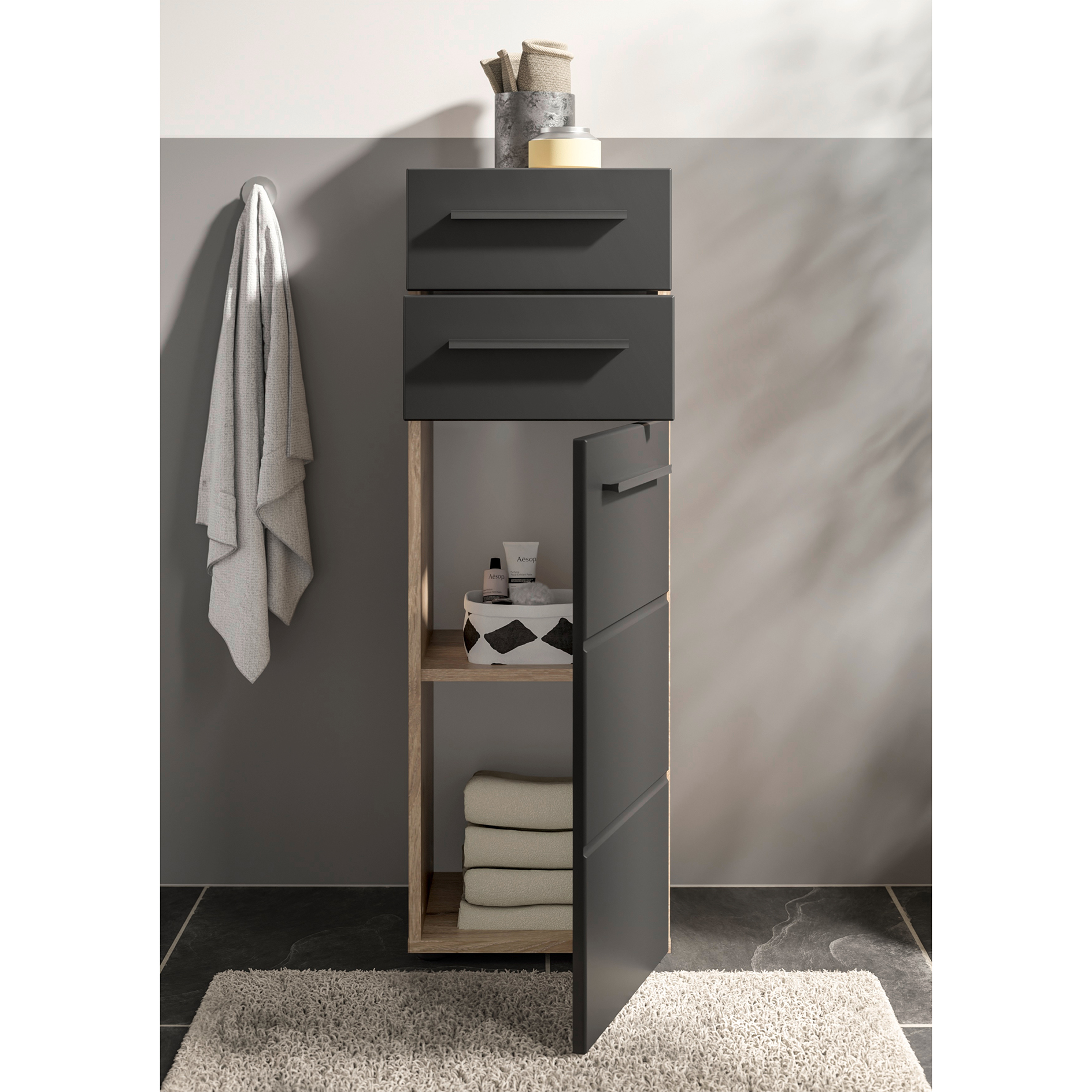 Unterschrank - Viking Oak - schwarz - 104 cm hoch