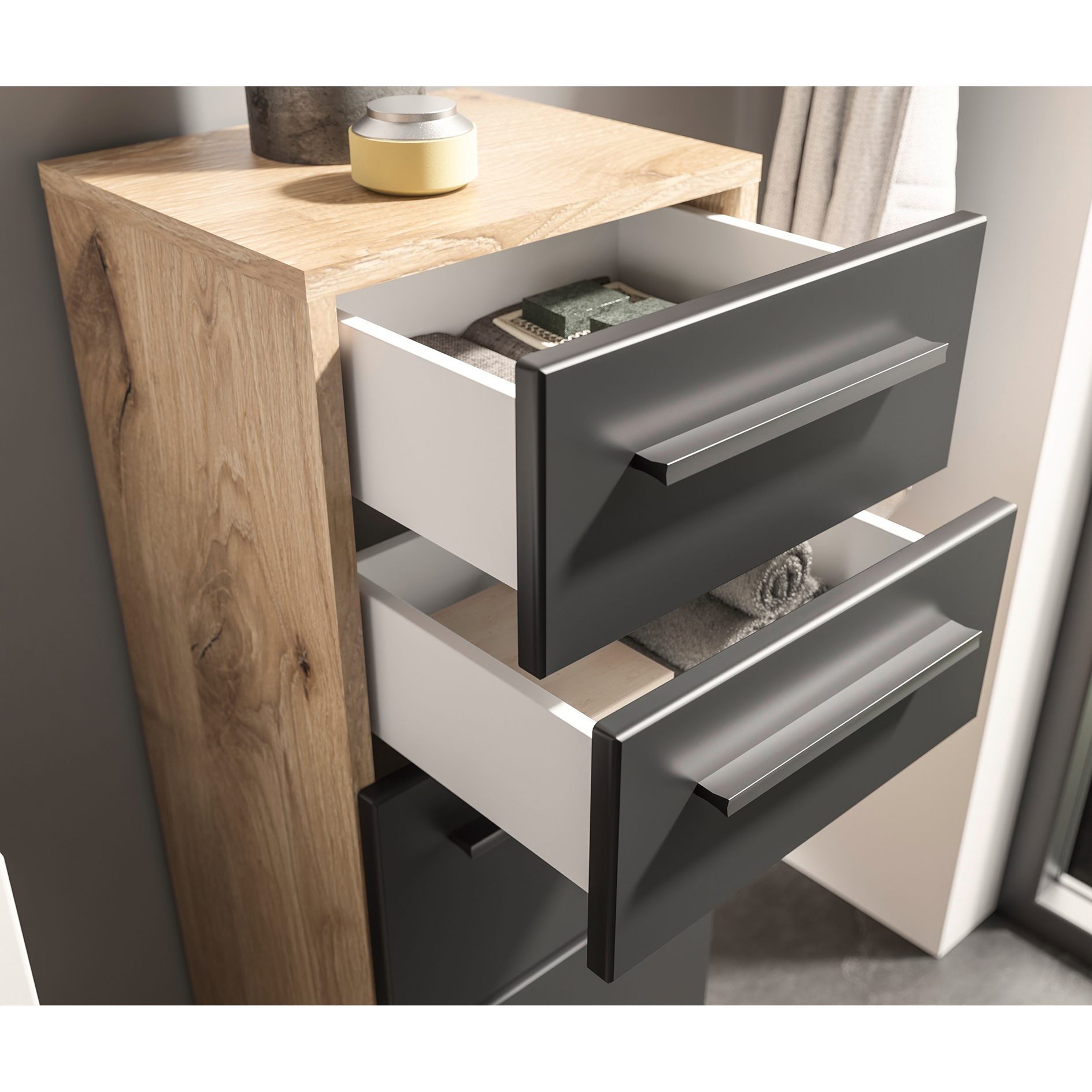Unterschrank - Viking Oak - schwarz - 104 cm hoch