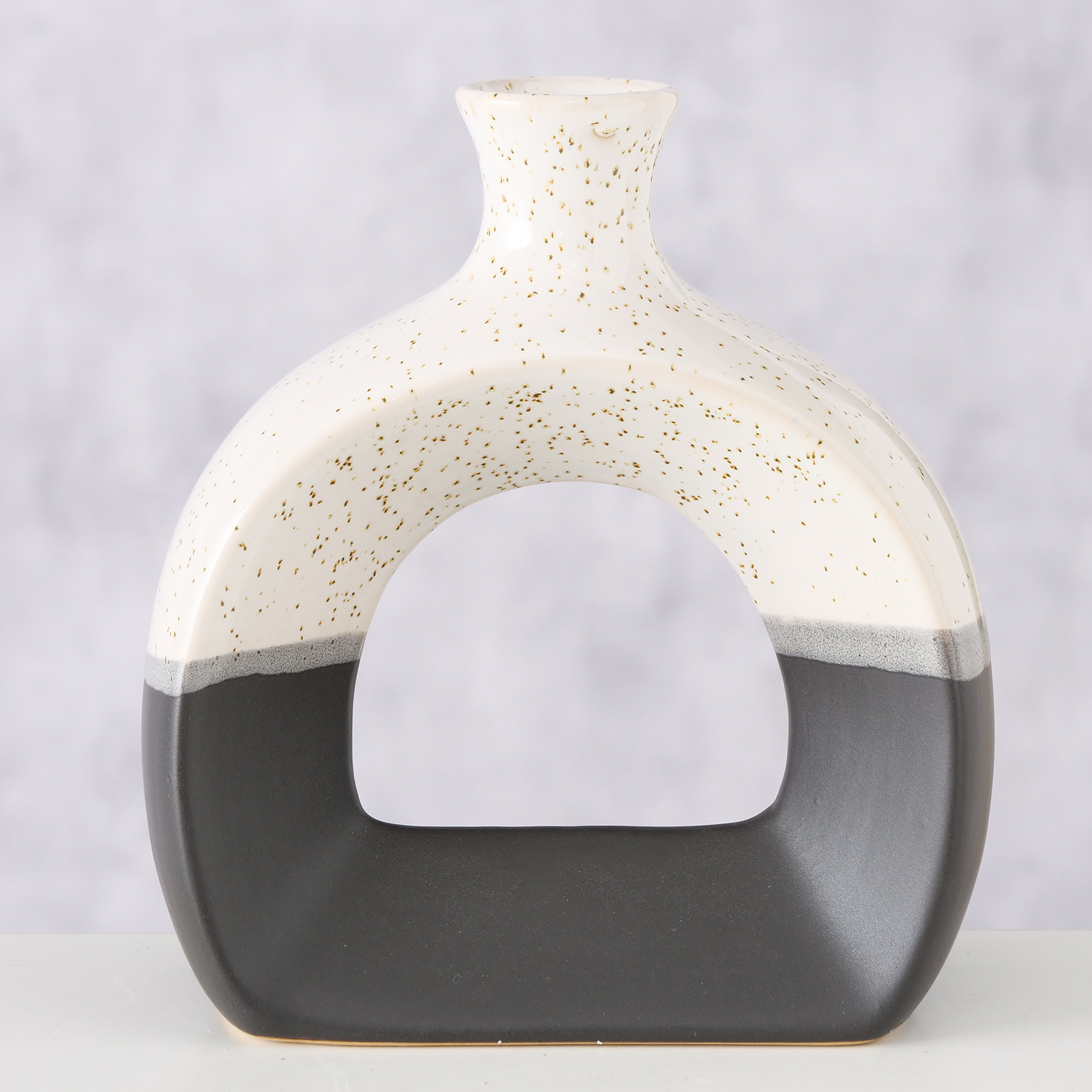 Vase - schwarz-weiß - Steingut