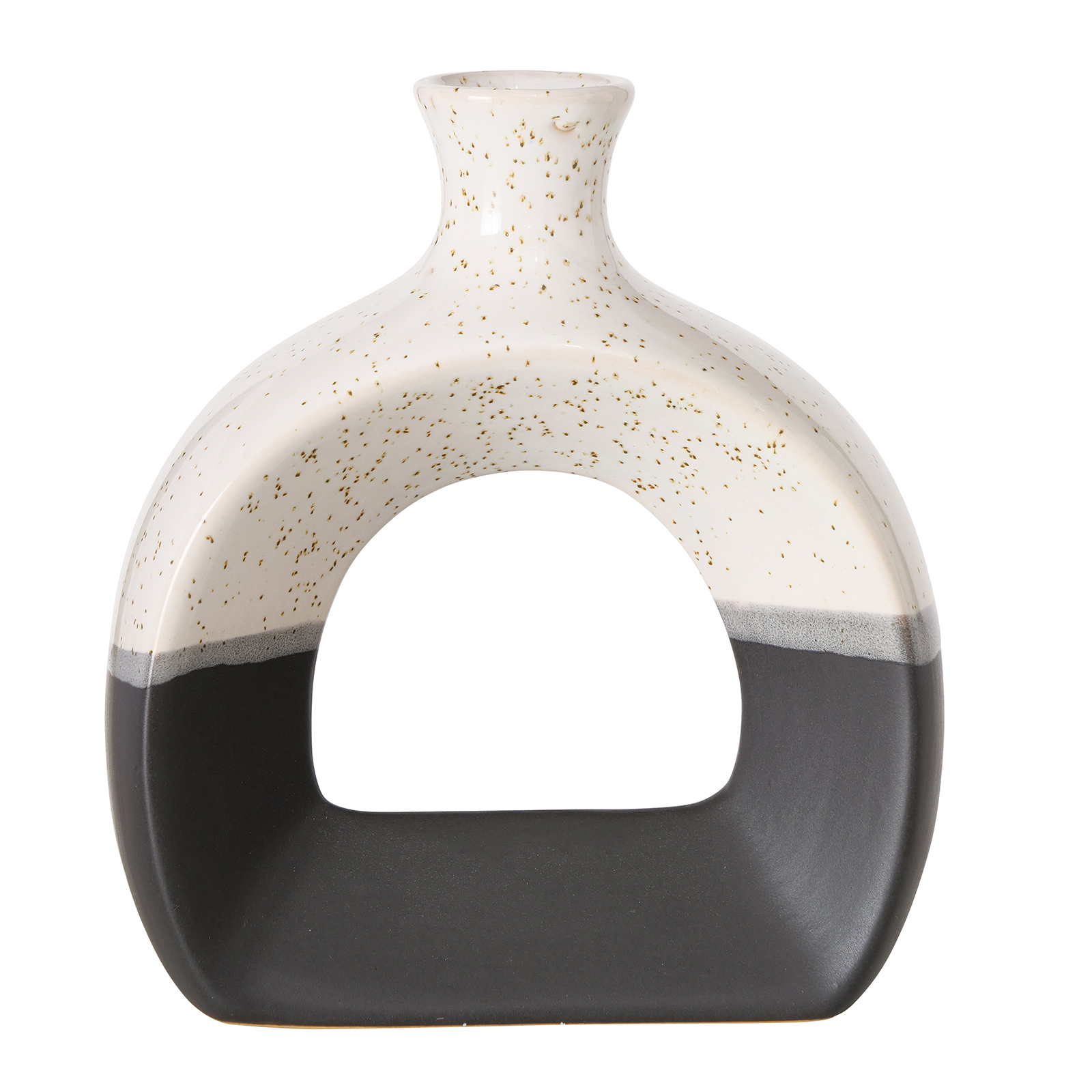 Vase - schwarz-weiß - Steingut