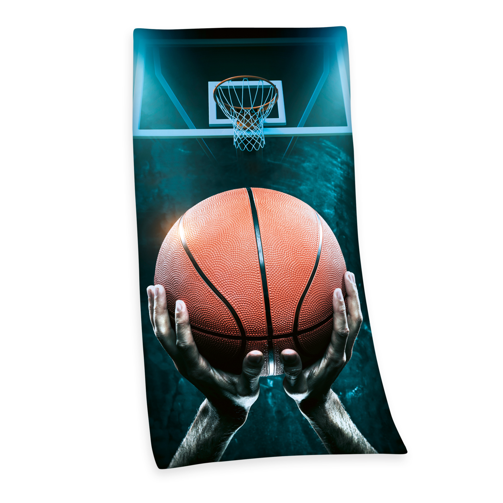 Velours-Badetuch BASKETBALL - bunt - 75x150 cm