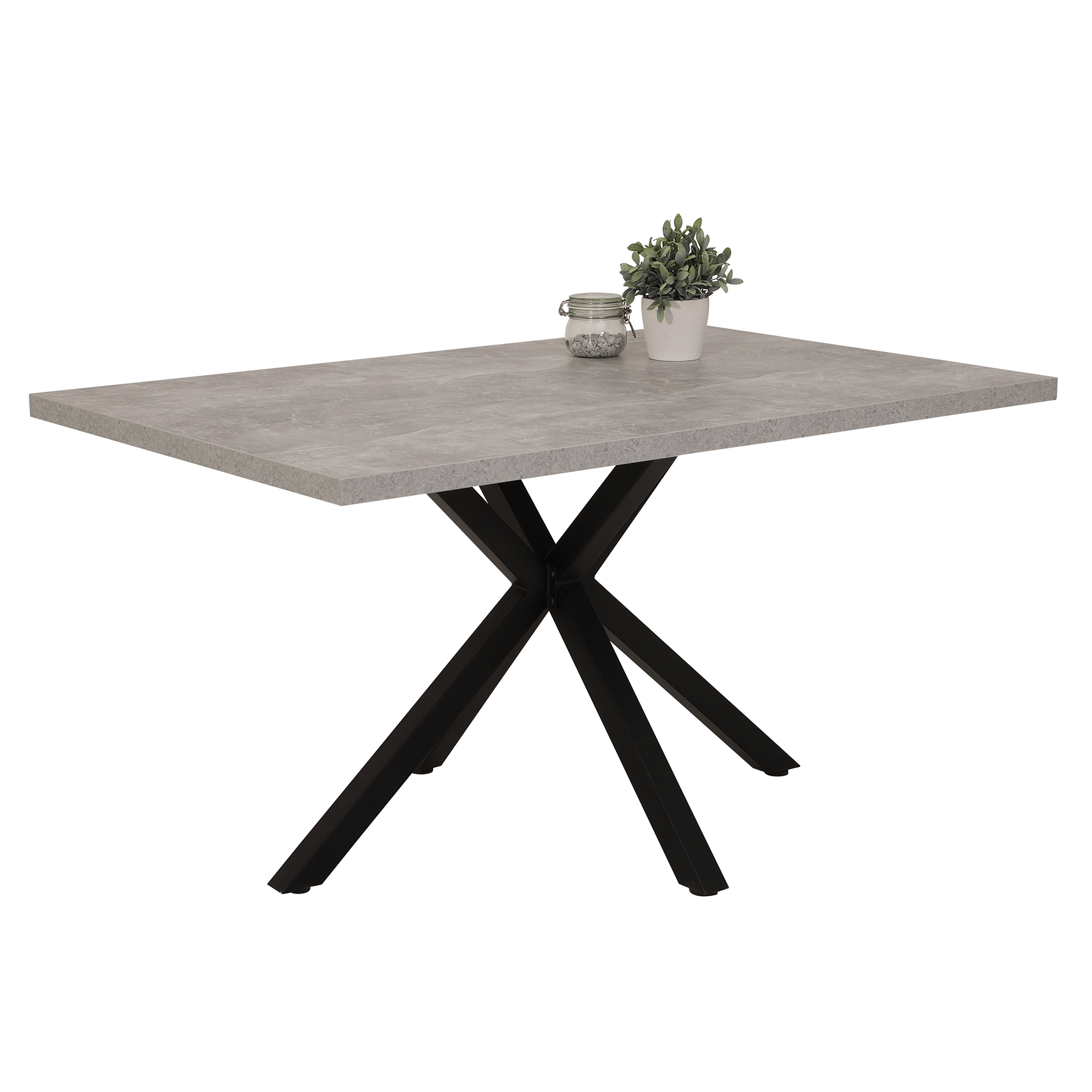 Vierfußtisch - Betonoptik-schwarz - 140x90 cm