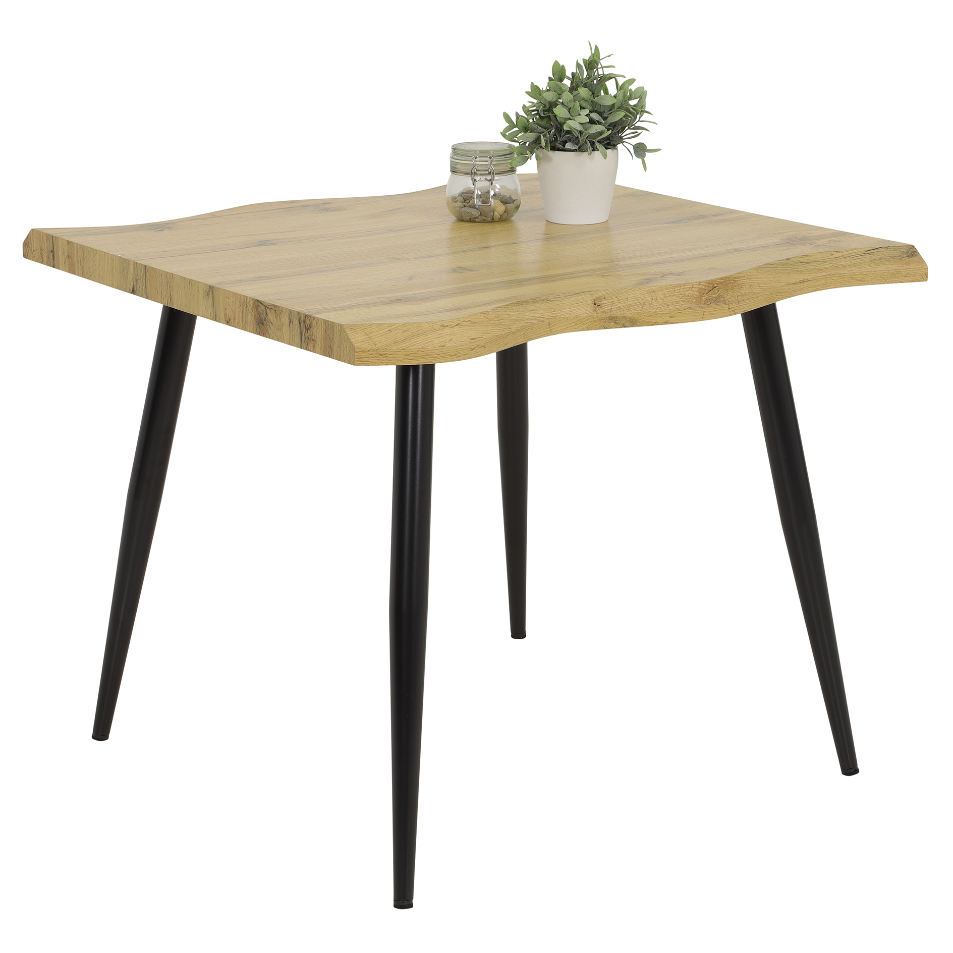Vierfußtisch - Wildeiche - schwarz - 90x90 cm