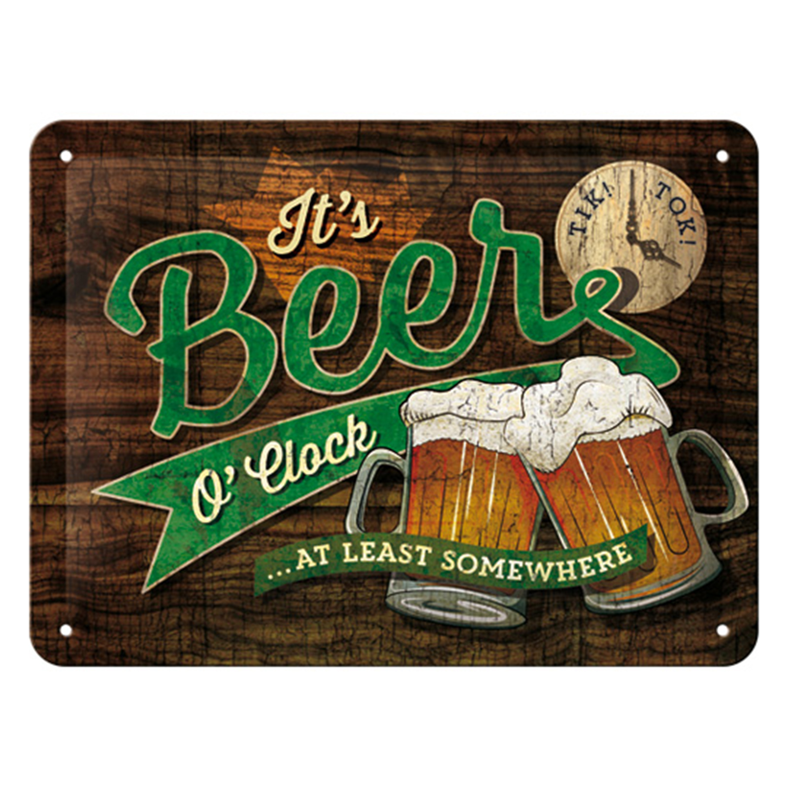 Vintage Blechschild - Beer O`Clock Glasses