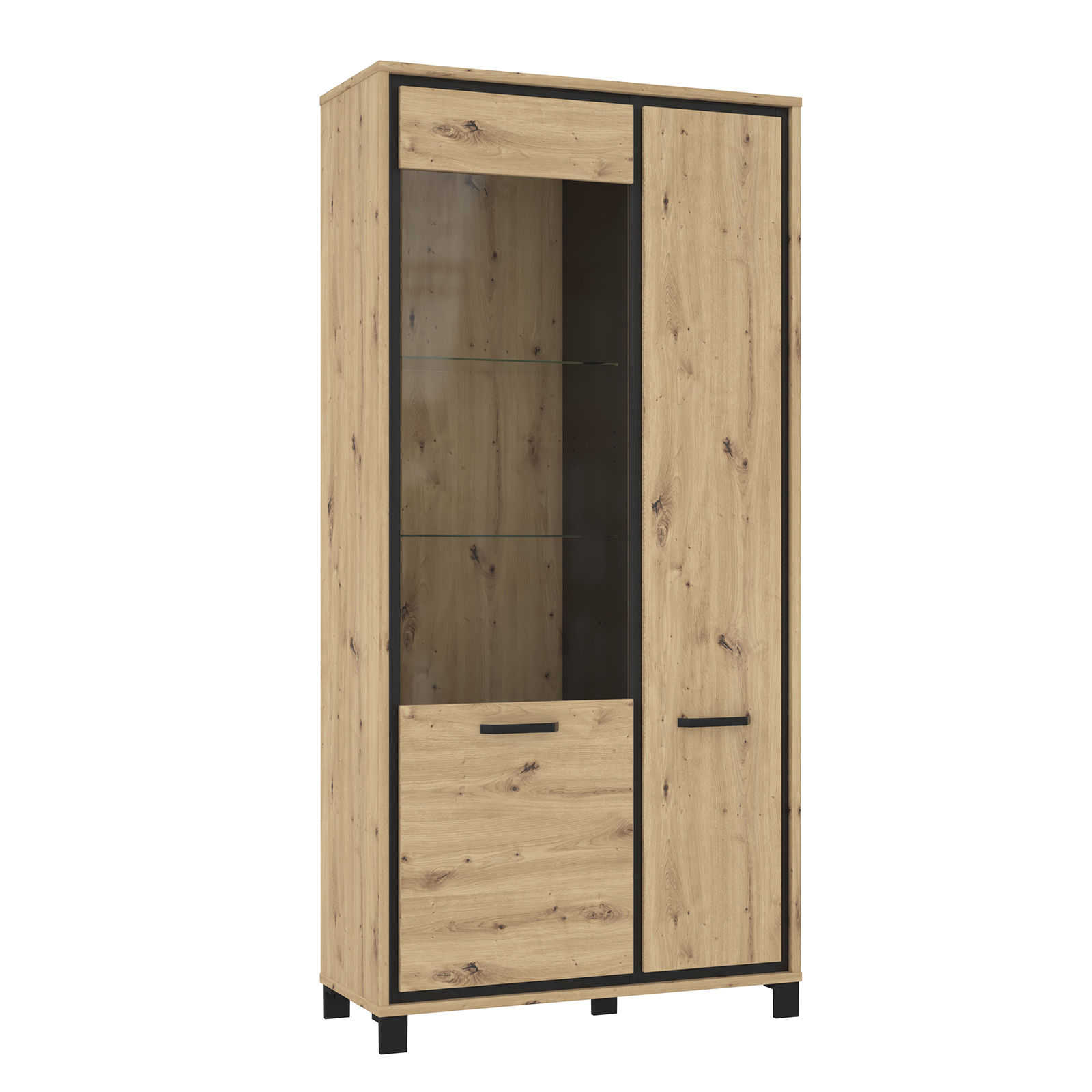 Vitrine - Artisan Eiche - Schwarzeiche - 209 cm hoch