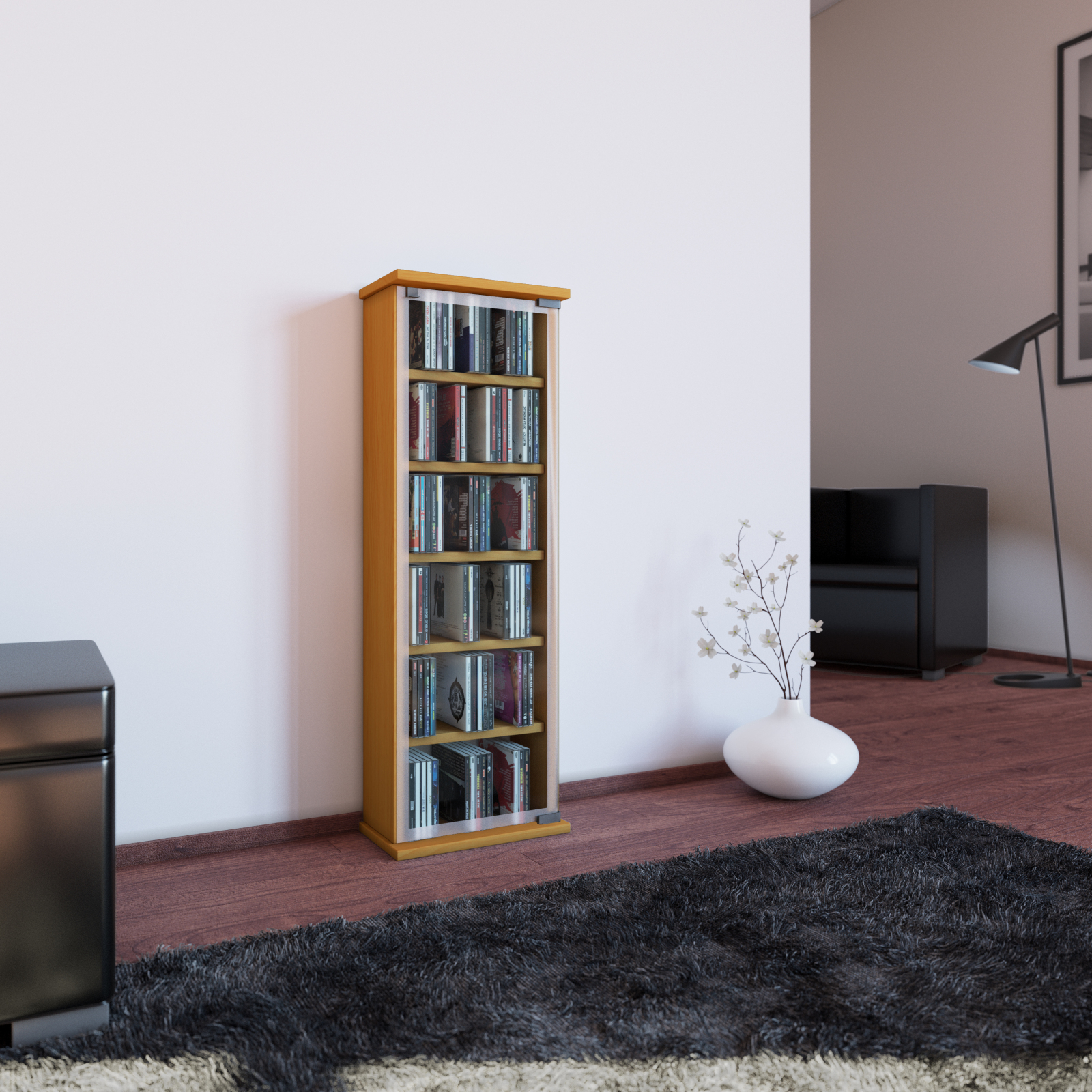 Vitrine - Buche - 31 cm breit - für 150 CDs