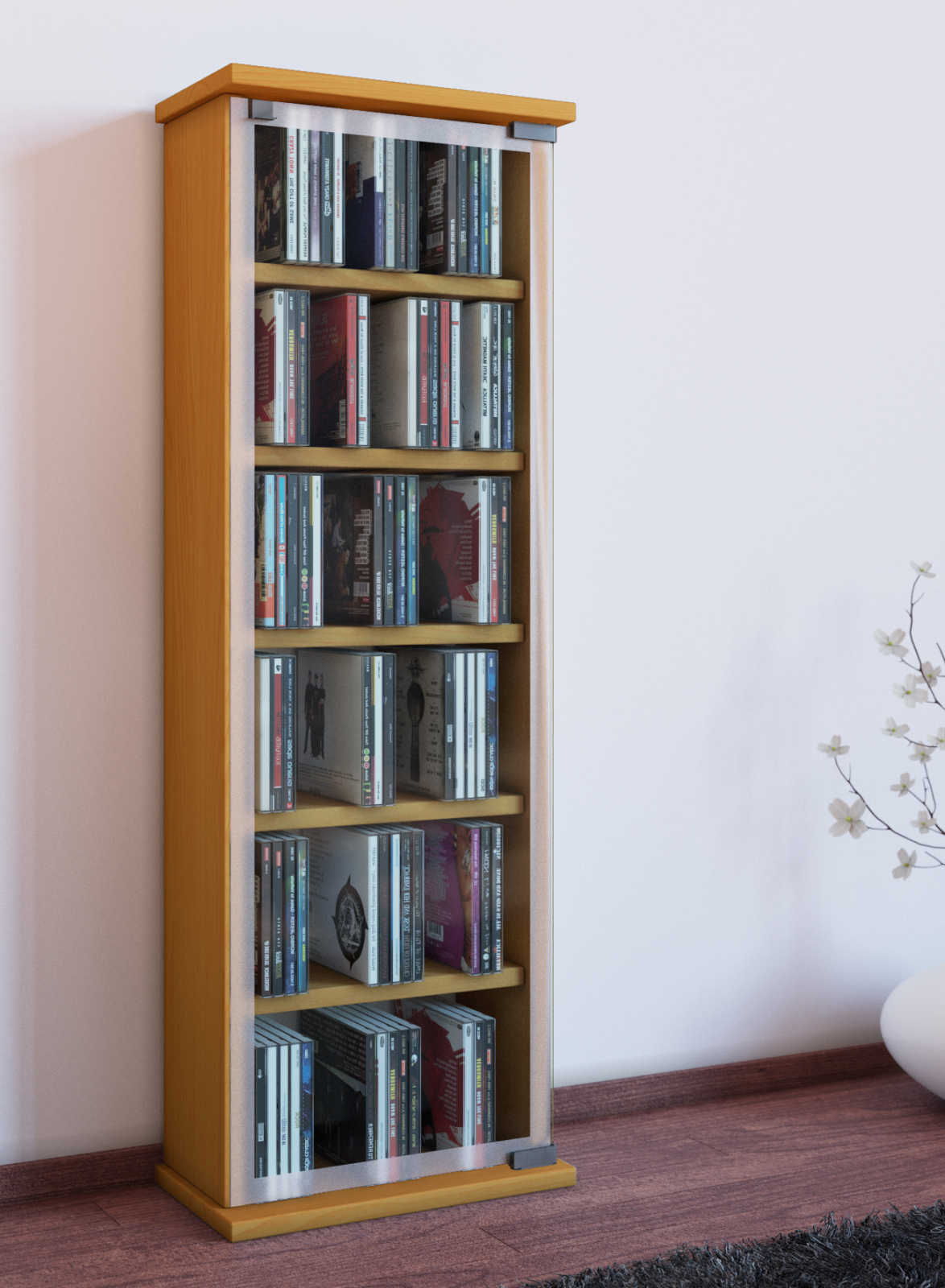 Vitrine - Buche - 31 cm breit - für 150 CDs