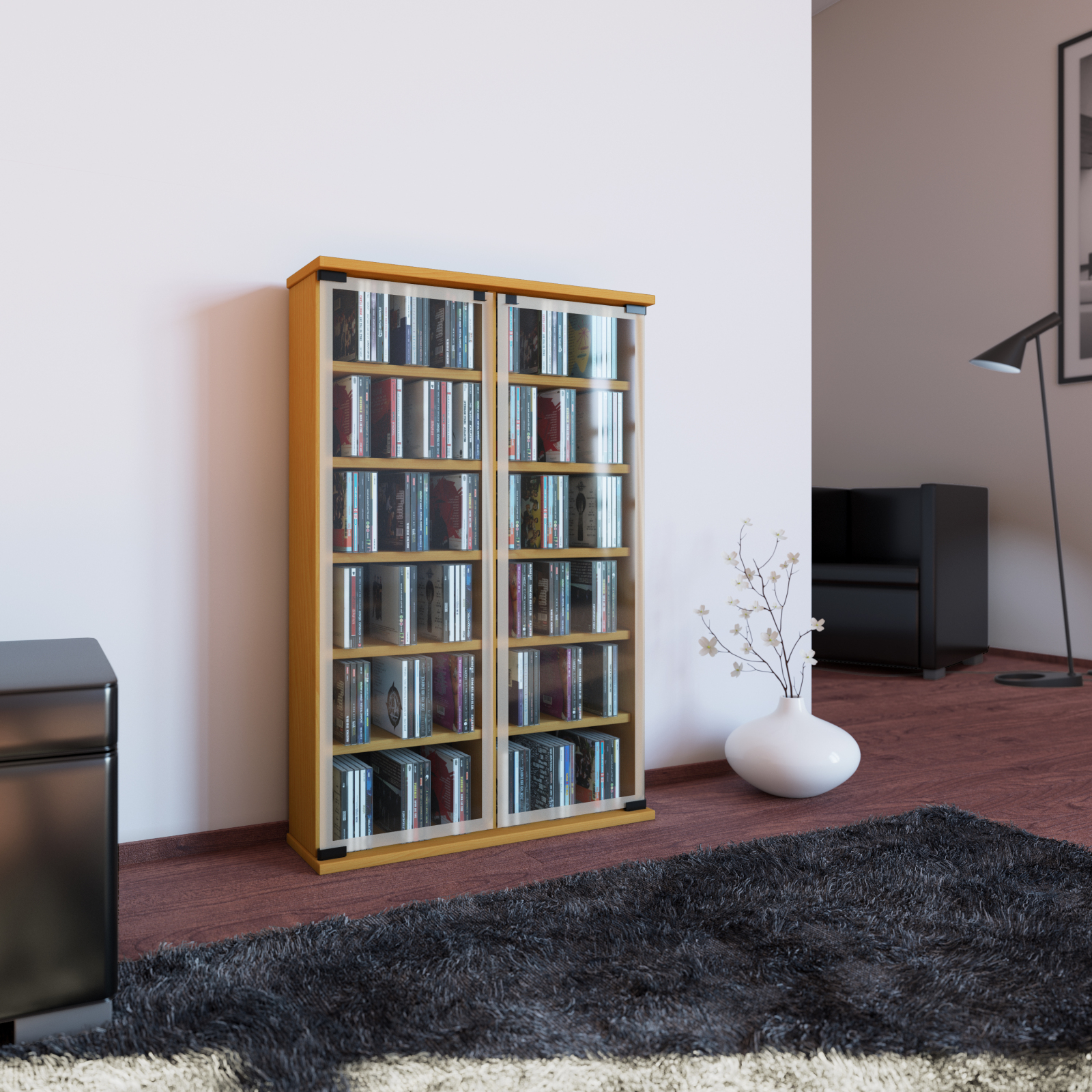 Vitrine - Buche - 60 cm breit - für 300 CDs