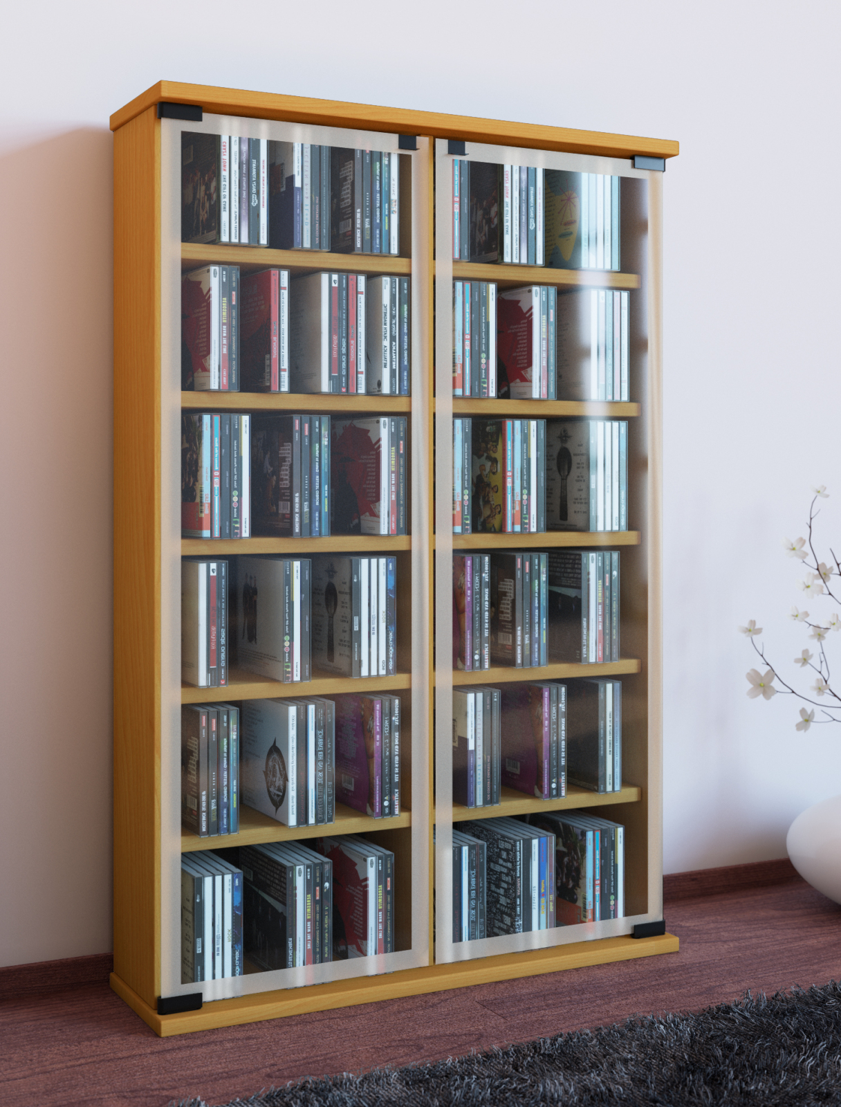 Vitrine - Buche - 60 cm breit - für 300 CDs