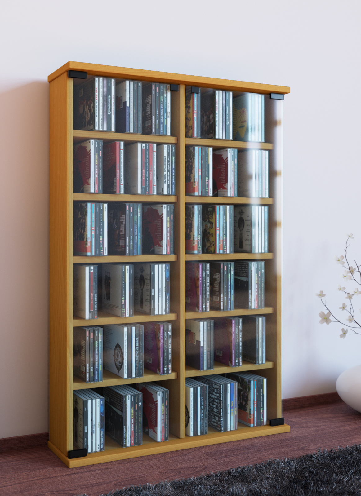 Vitrine - Buche - 60 cm breit - für 300 CDs