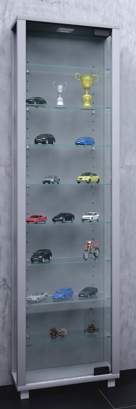 Vitrine EDANA MAXI - silber - mit Beleuchtung - 33 cm