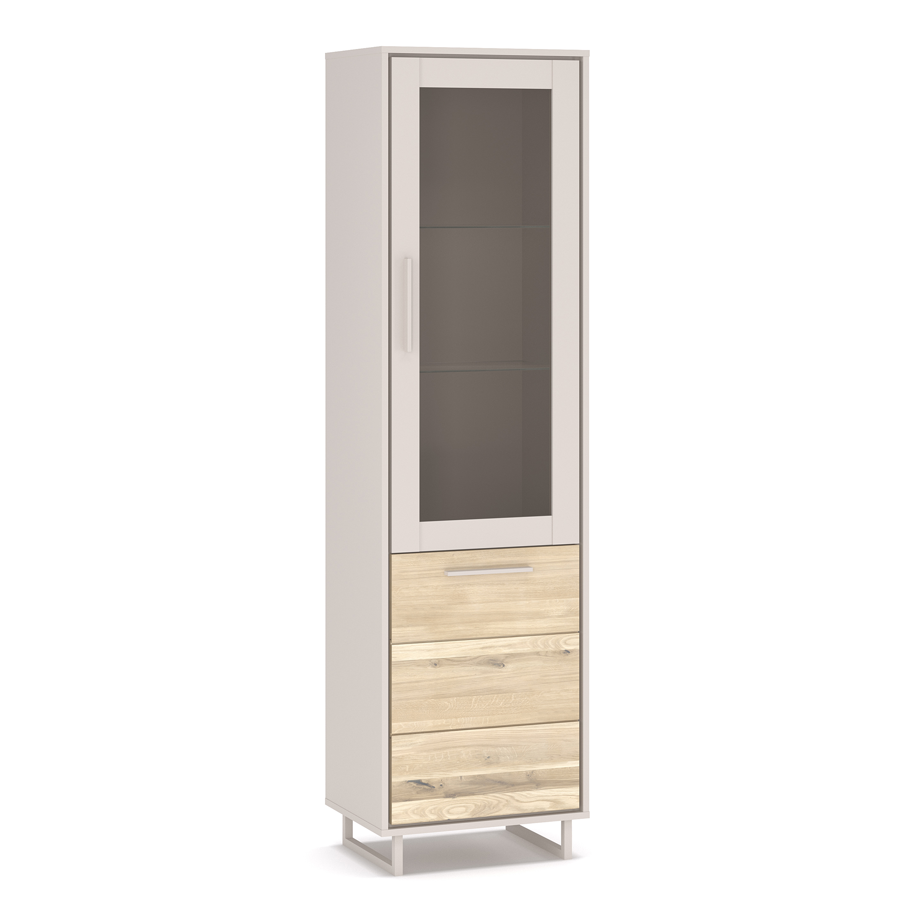 Vitrine - Eiche Bianco - kreidefarben - 54 cm breit