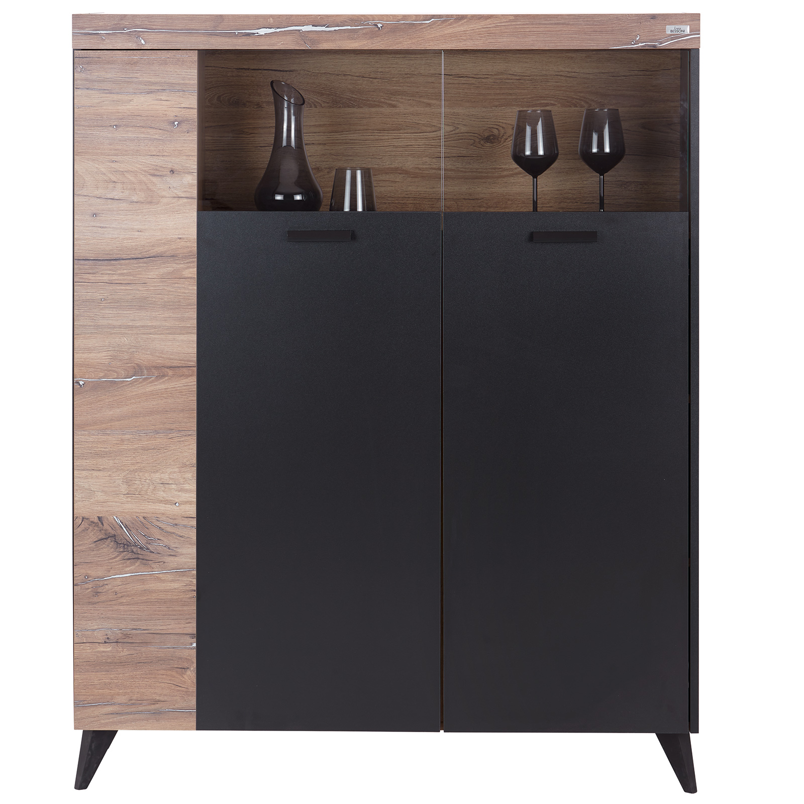 Vitrine - Flagstaff Oak - anthrazit - 115 cm