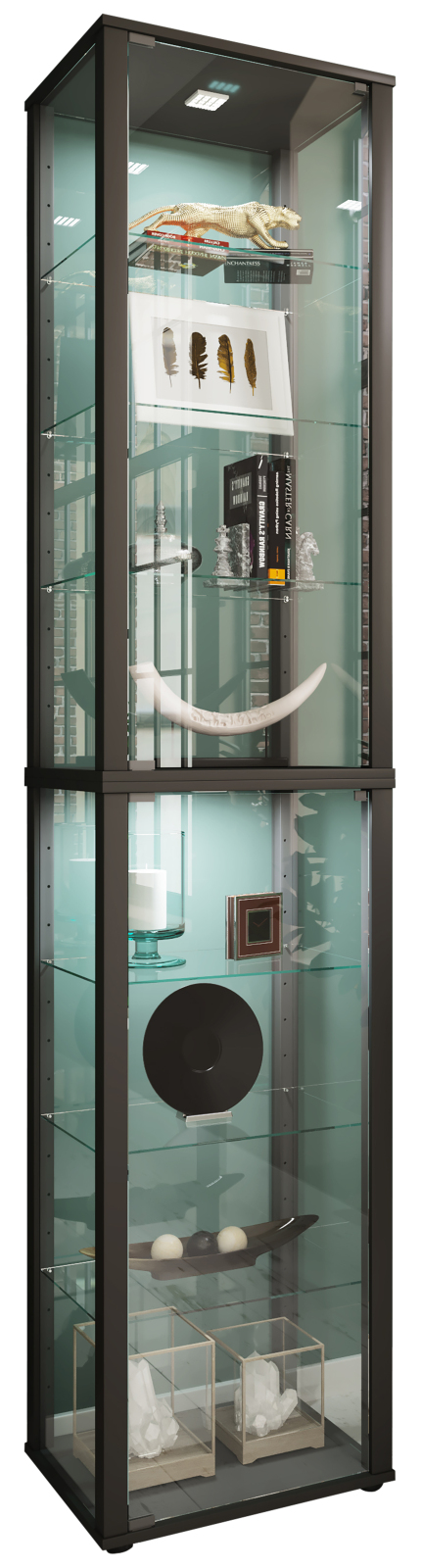 Vitrine KAVISA XL - schwarz - 227 cm hoch