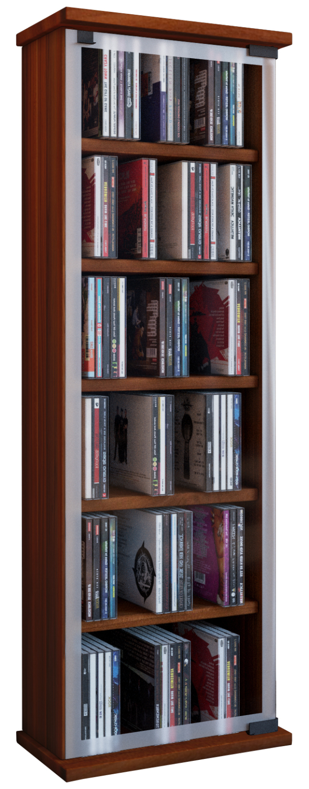 Vitrine - Kern-Nussbaum - 31 cm breit - für 150 CDs