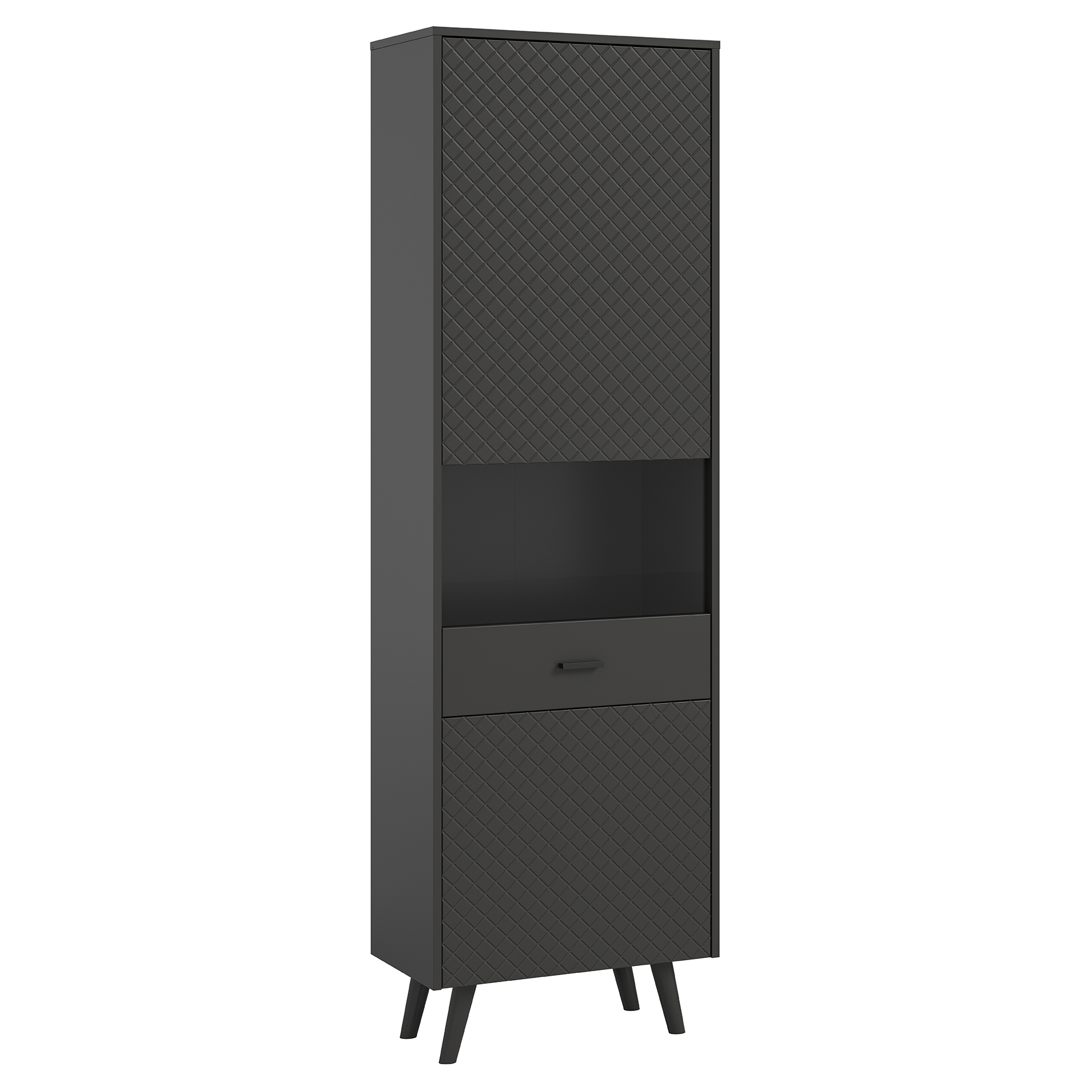 Vitrine LINEA - grau matt - 58 cm breit