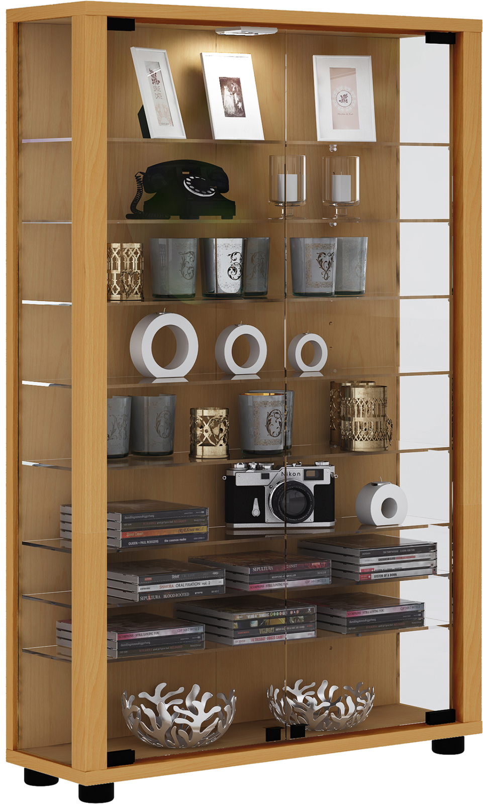 Vitrine LUMO MINI - Buche - ohne Beleuchtung