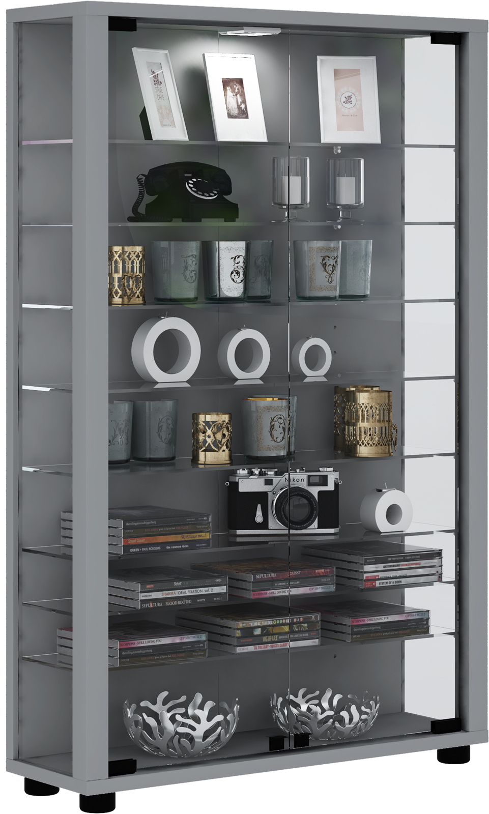 Vitrine LUMO MINI - silber - ohne Beleuchtung