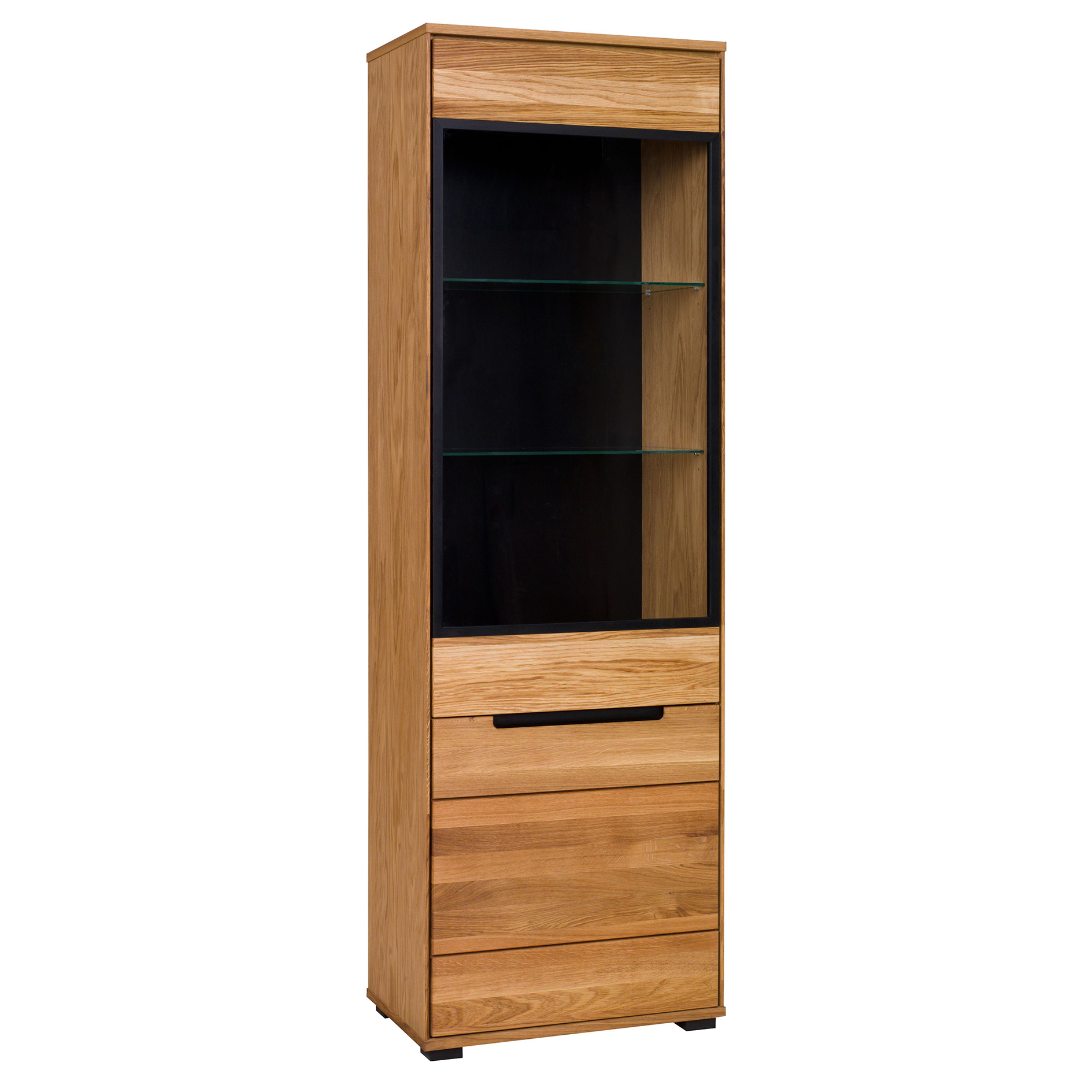 Vitrine - natur - teilmassiv - 196,5 cm hoch
