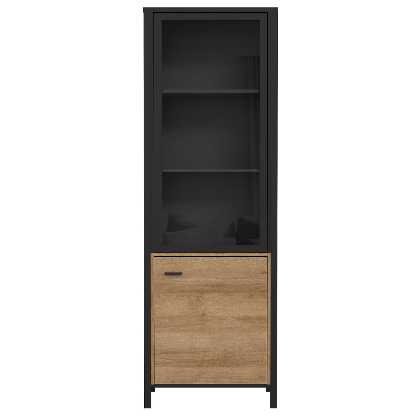 Vitrine - Riveria Eiche - schwarz - 40 cm breit