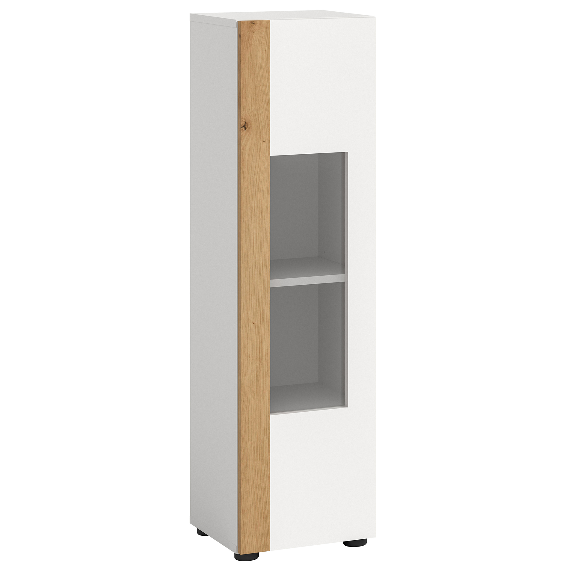 Vitrine RUDA - weiß - Artisan Eiche - 110 cm hoch