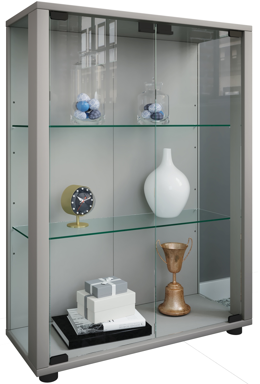 Vitrine SINTALO - silber - mit Beleuchtung - 60 cm