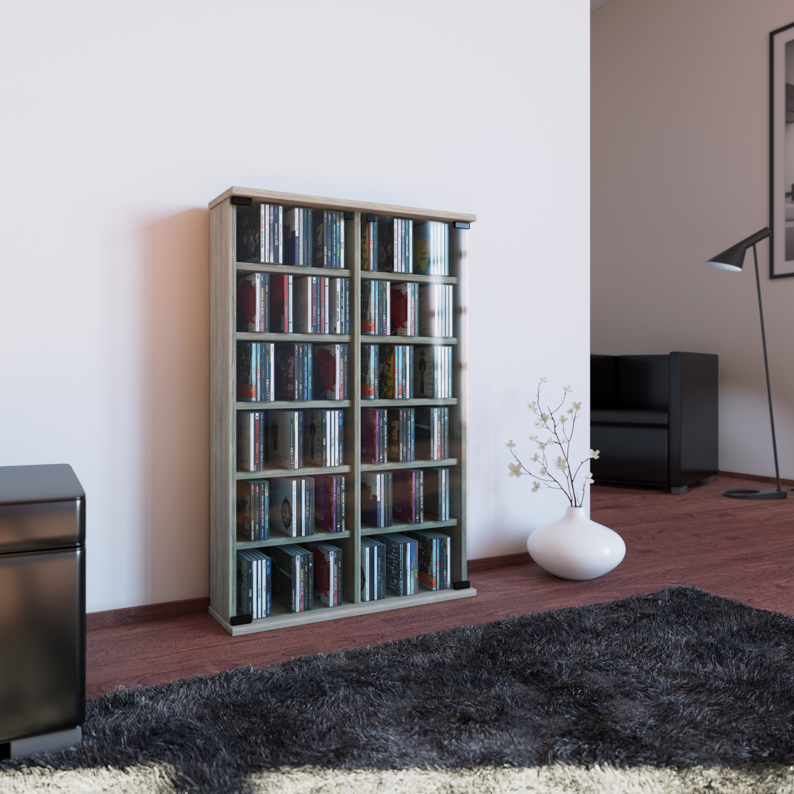 Vitrine - Sonoma Eiche - 60 cm breit - für 300 CDs