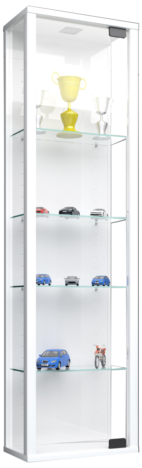 Vitrine STANO MINI - weiß - 4 Glasböden - 115 cm