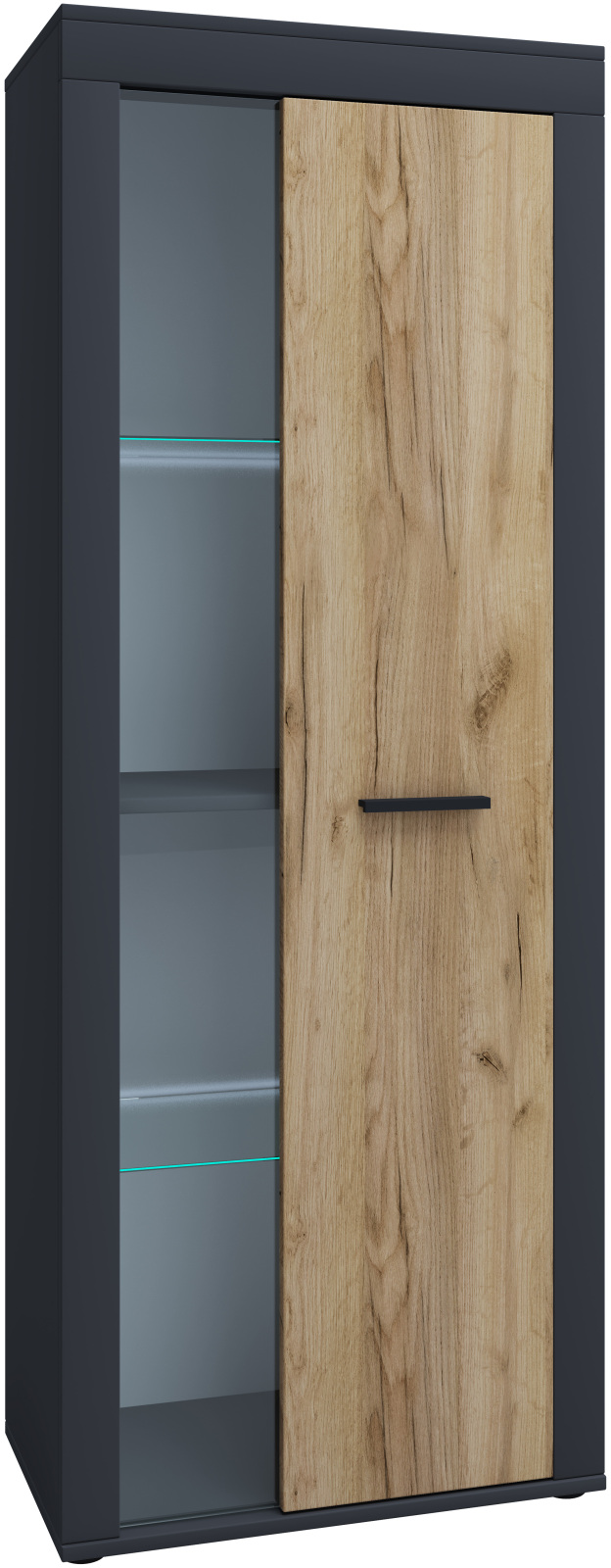 Vitrine USILO - anthrazit-Honig Eiche - 159 cm hoch