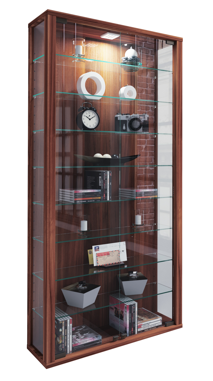 Vitrine VITROSA MAXI - Kern-Nussbaum - ohne Beleuchtung