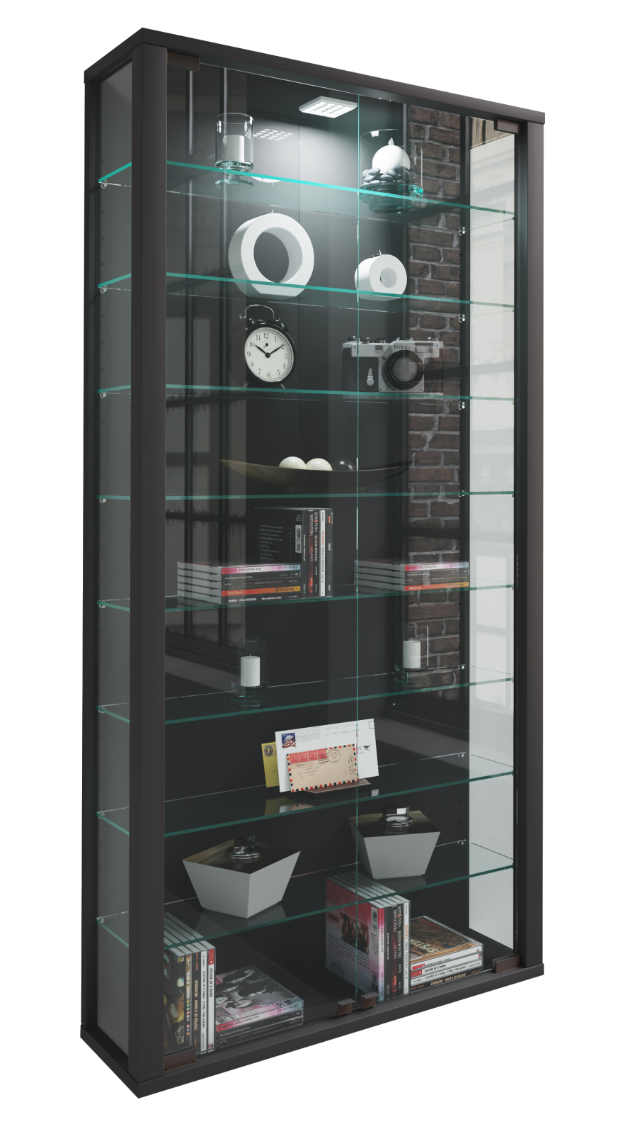 Vitrine VITROSA MAXI - schwarz - mit LED-Beleuchtung
