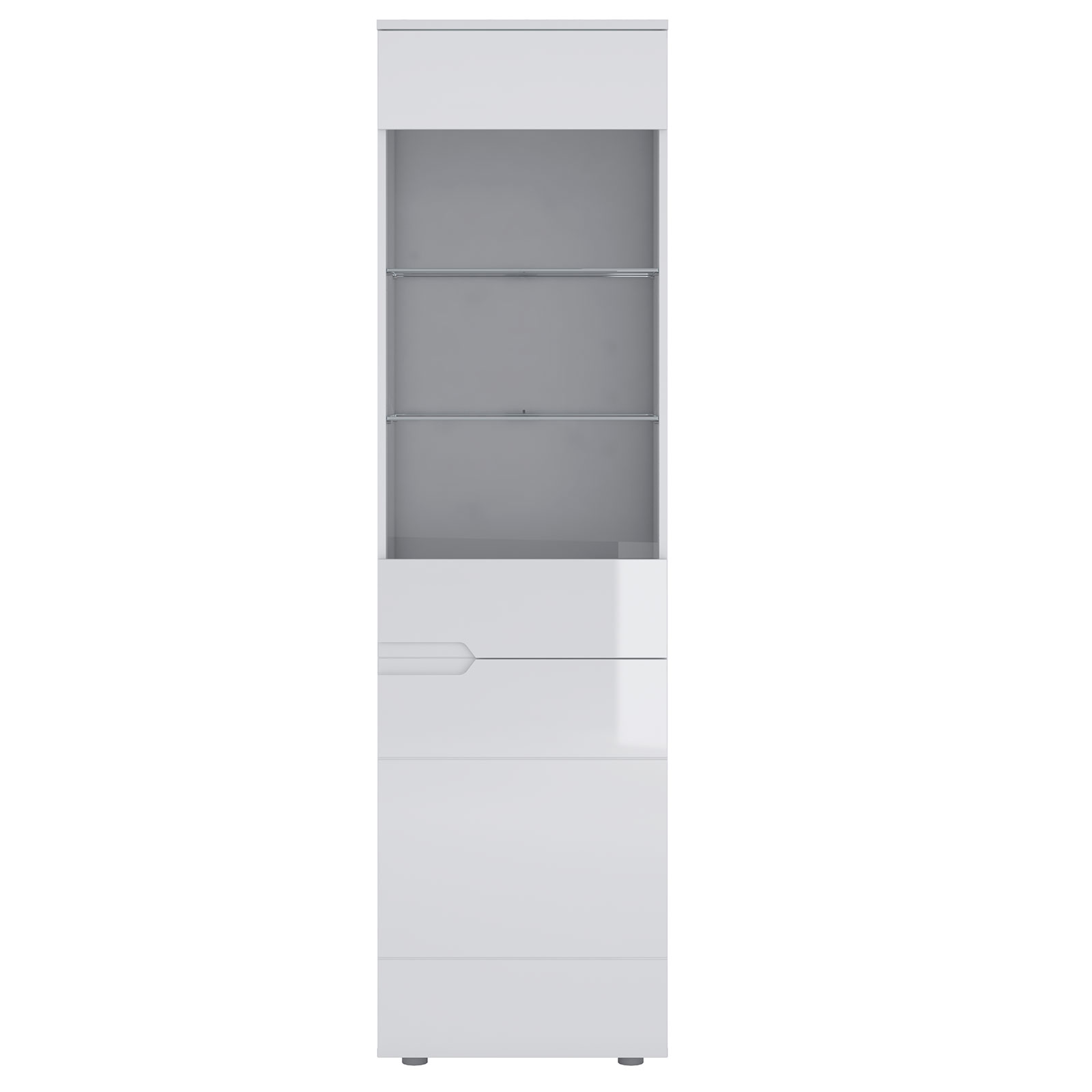 Vitrine - weiß Hochglanz - 2 Türen - 56 cm breit