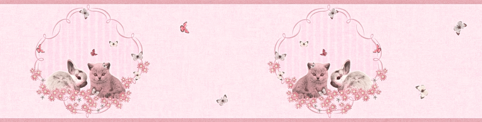 Vlies-Borte LITTLE STARS - rosa-silber - 13 cm