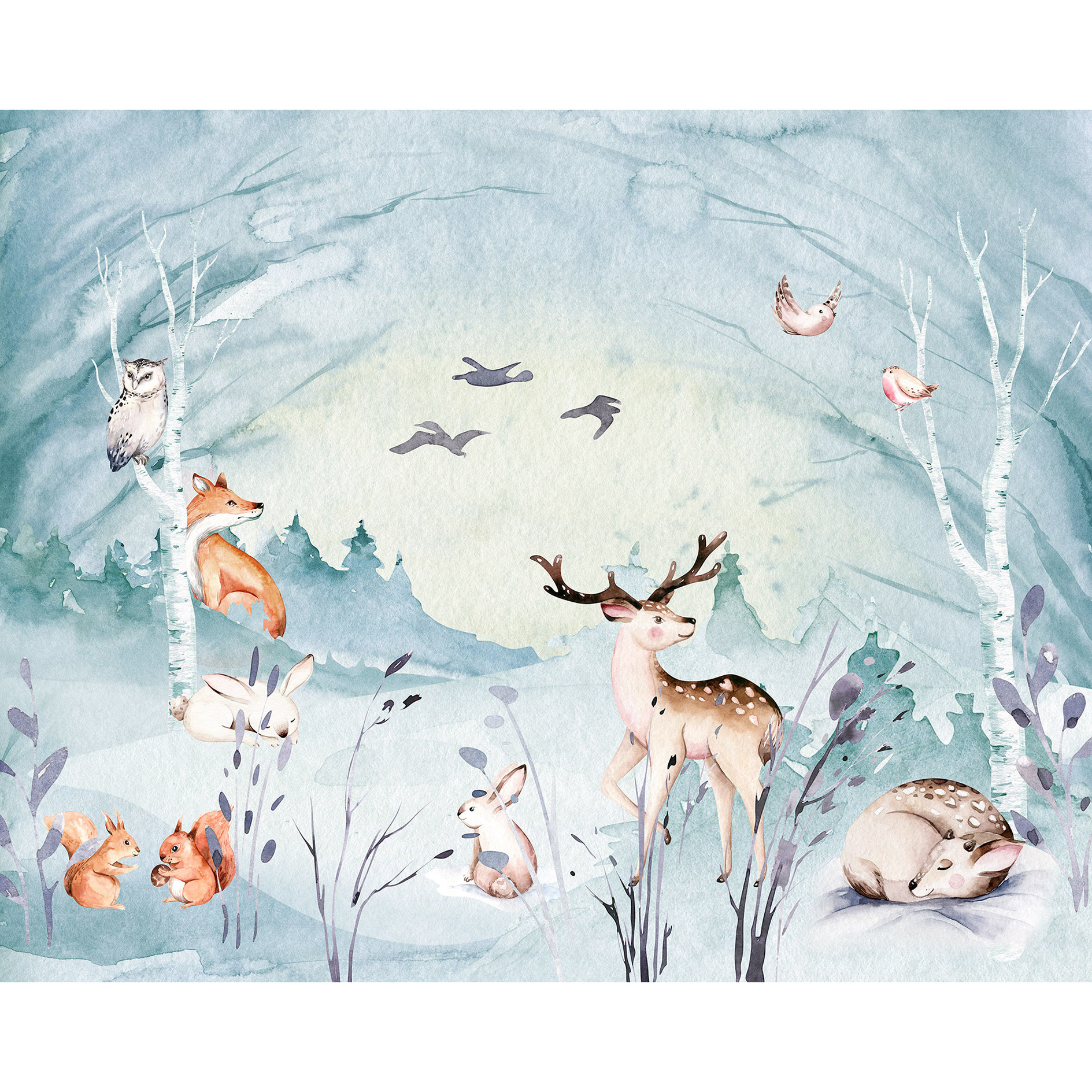 Vlies Fototapete ANIMAL SLEEPOVER - bunt - 350x280cm