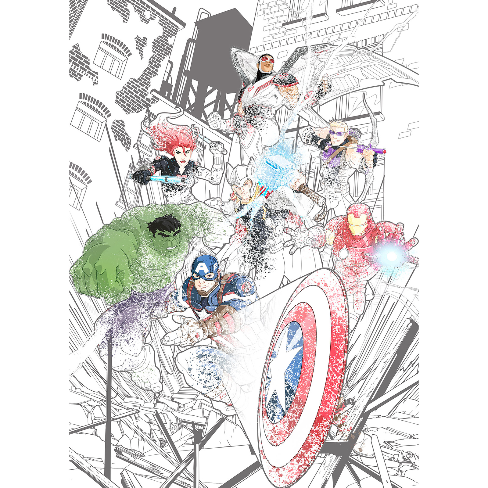 Vlies-Fototapete AVENGERS ATTACK - bunt - 200x280 cm
