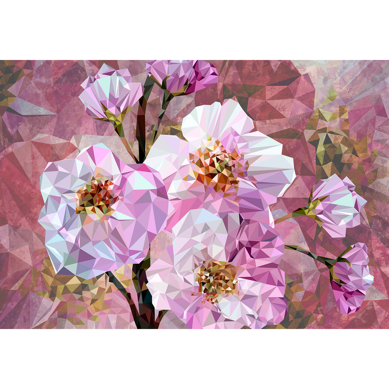 Vlies-Fototapete BLOOMING GEMS - rosa-weiß - 368x248 cm