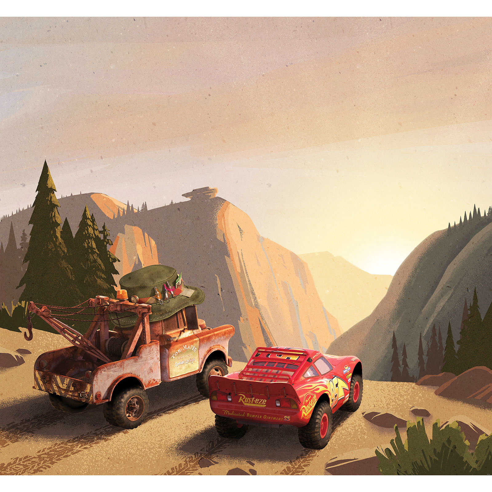 Vlies-Fototapete CARS SUNDOWN - bunt - 300x280 cm