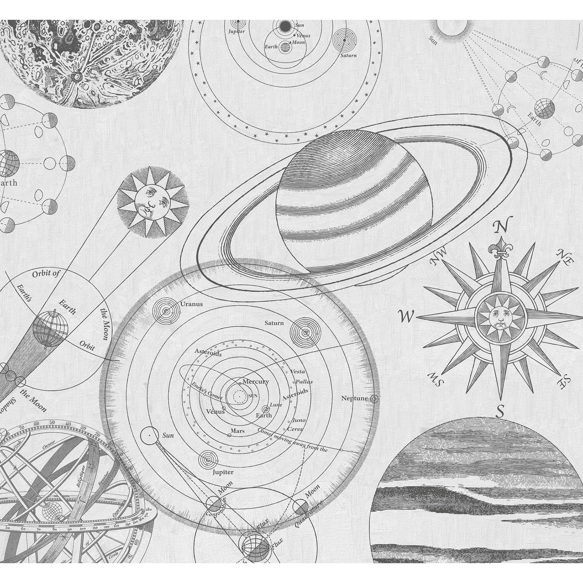 Vlies-Fototapete COSMOS SKETCH - bunt - 300x280 cm