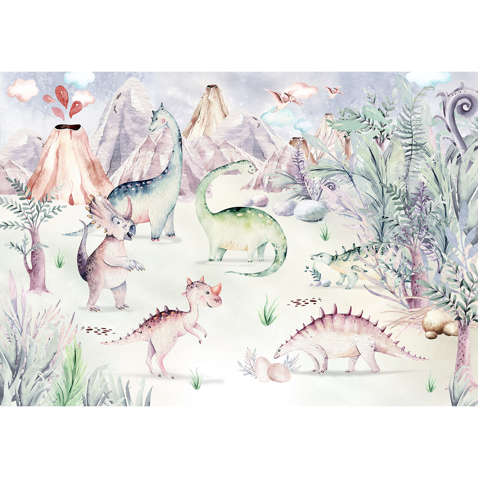 Vlies-Fototapete DINO PLAYGROUND - bunt - 400x280 cm