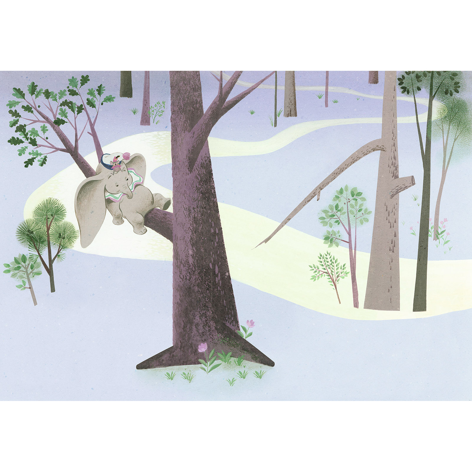 Vlies-Fototapete DUMBO SLEEP ON TREE - bunt - 400x280 cm