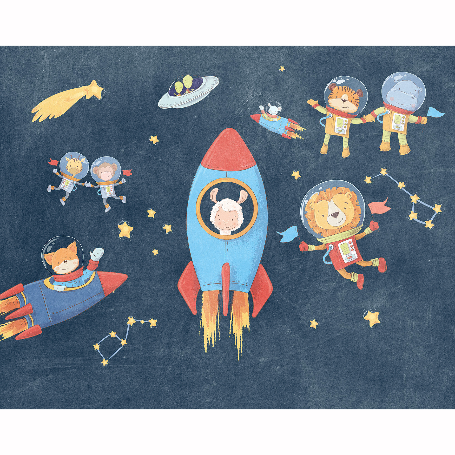 Vlies-Fototapete FRIENDS IN SPACE - 350x250 cm