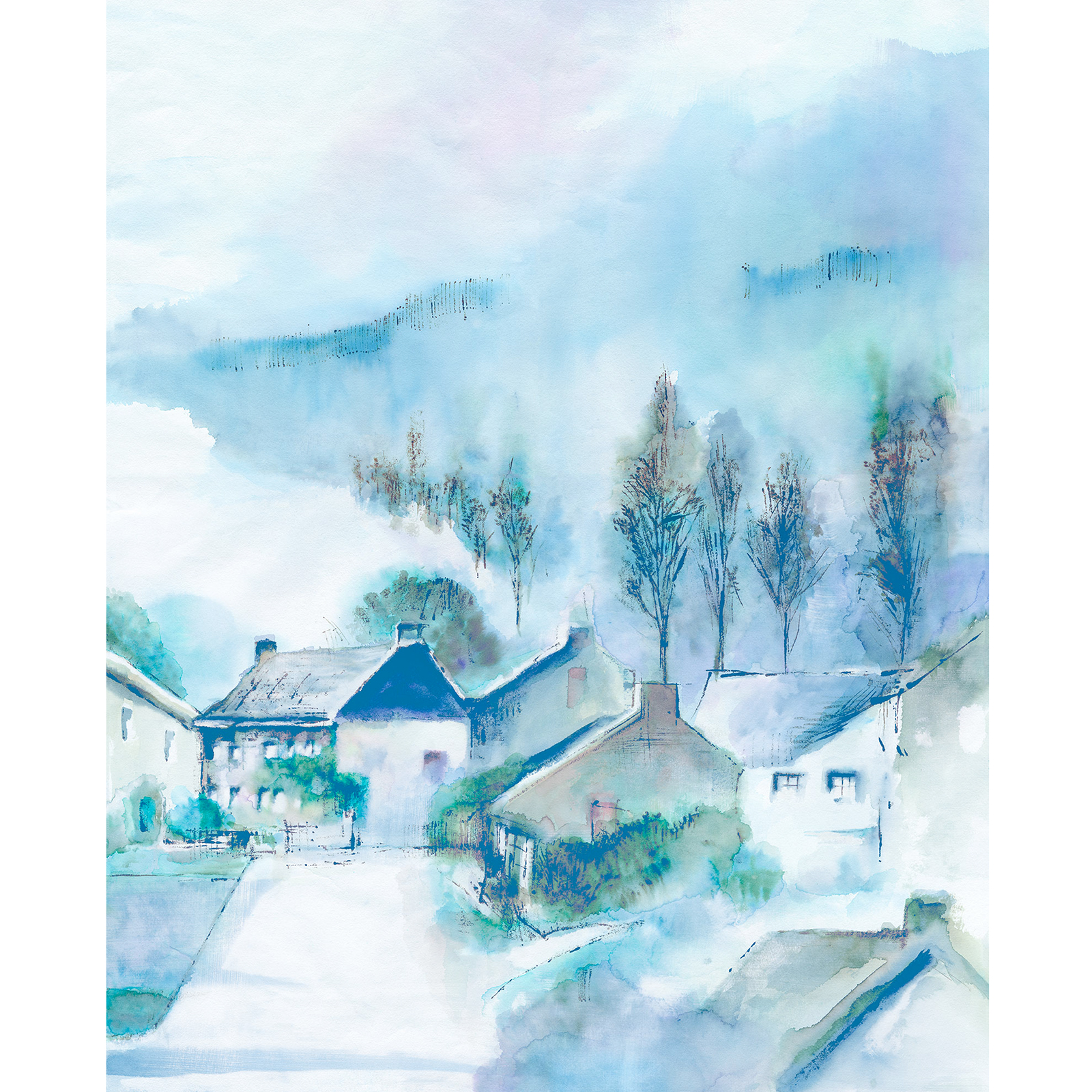 Vlies-Fototapete HAMLET - blau-weiß-grün - 200x250 cm